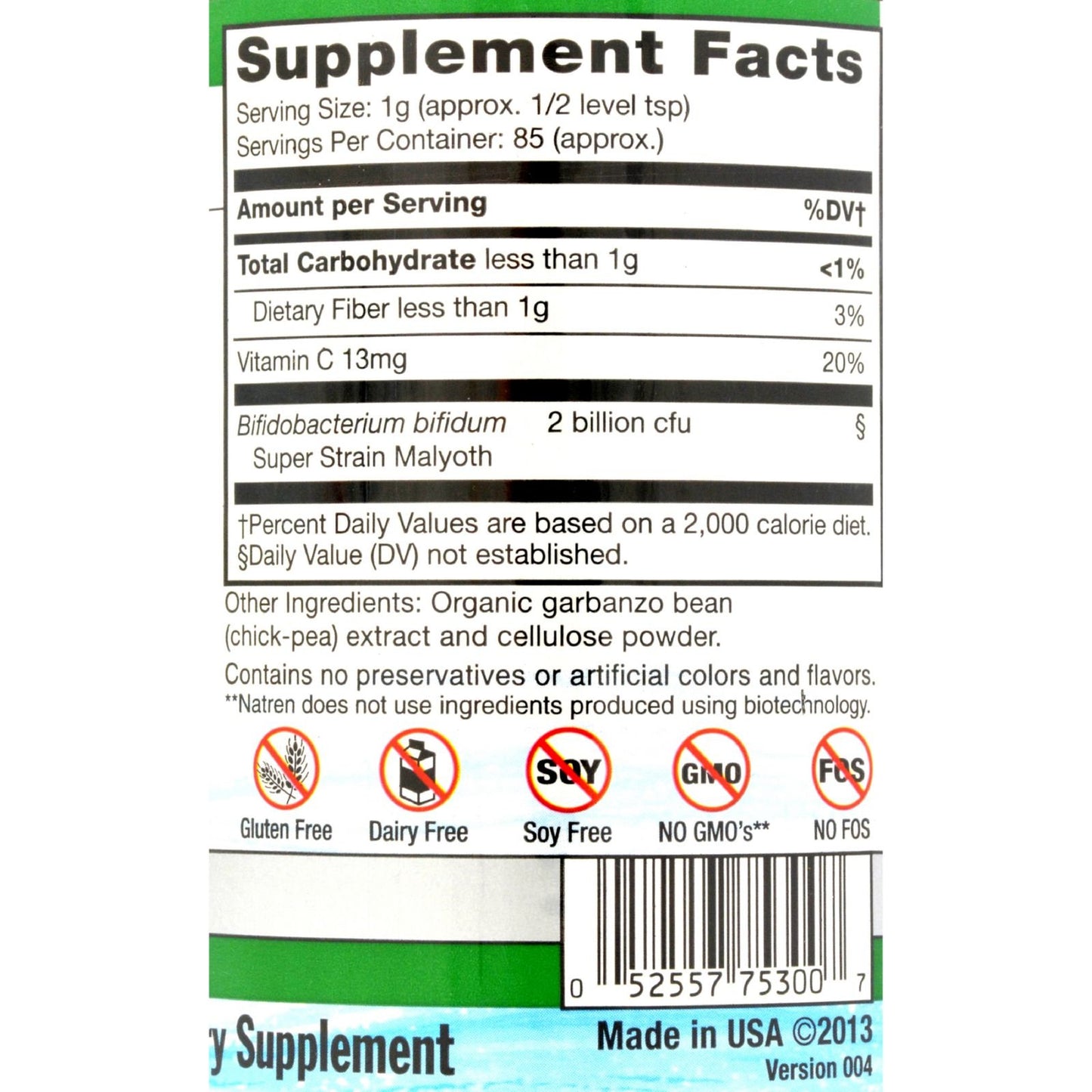 Natren Bifido Factor Dairy Free Capsule, 3 Ounce