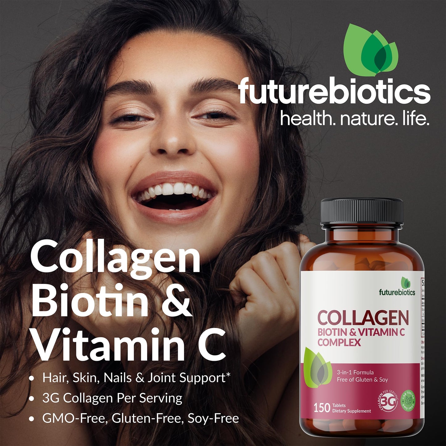 Futurebiotics Collagen Peptides with Biotin & Vitamin C Complex 3-in-1 Formula 90 Tablets