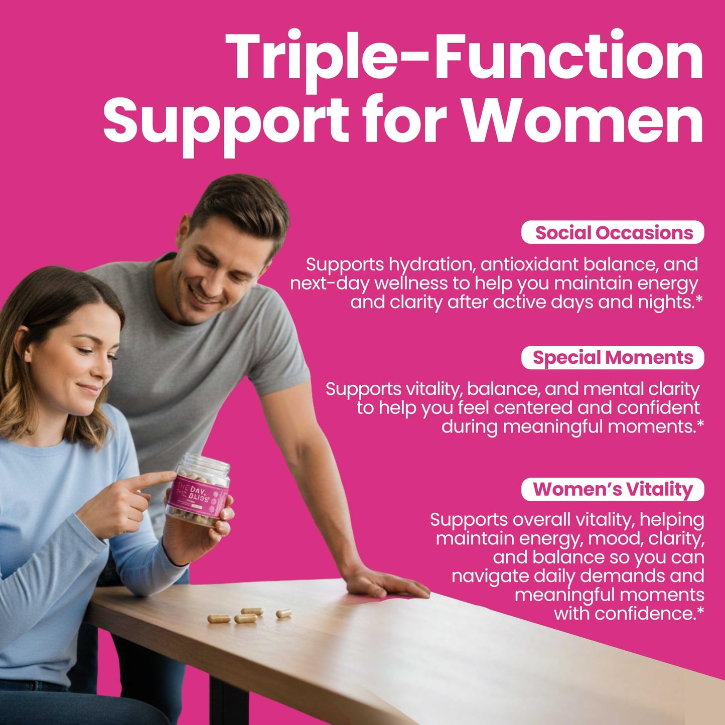 The Day, The Bliss 3-in-1 Herbal Capsules, 30 Capsules