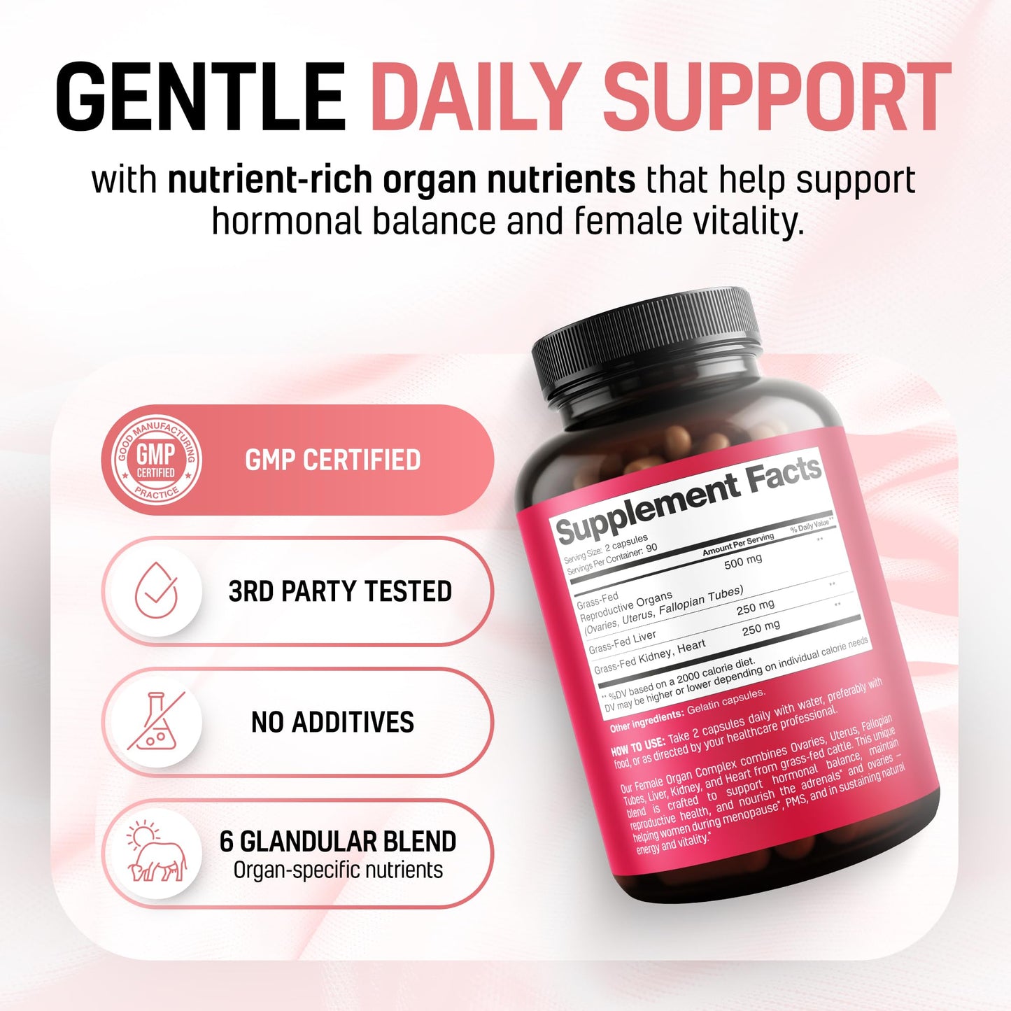 Next Form Beef Organ Supplement for Women 6 in 1 Complex Hormone Balance & Energy, 180 Capsules