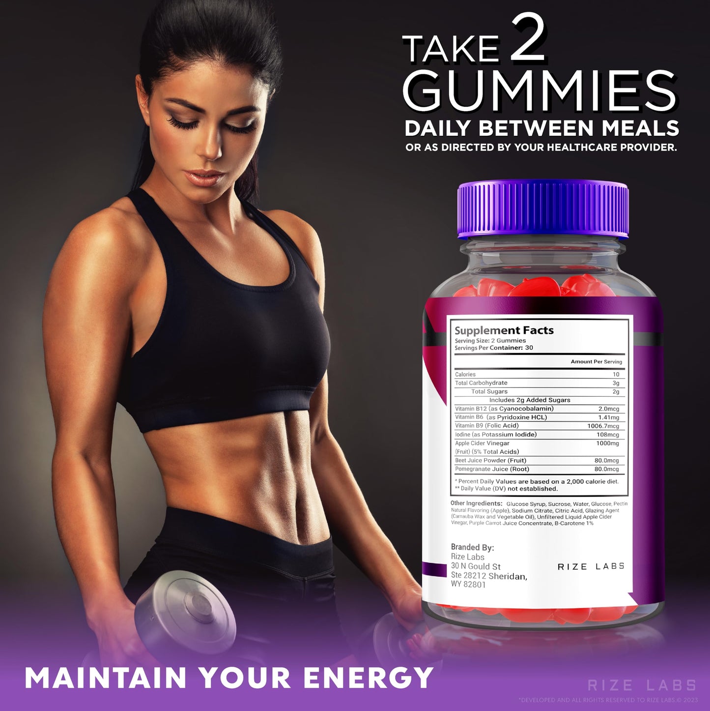 Rize Labs Premier Keto+ACV Gummies, 120 Gummies