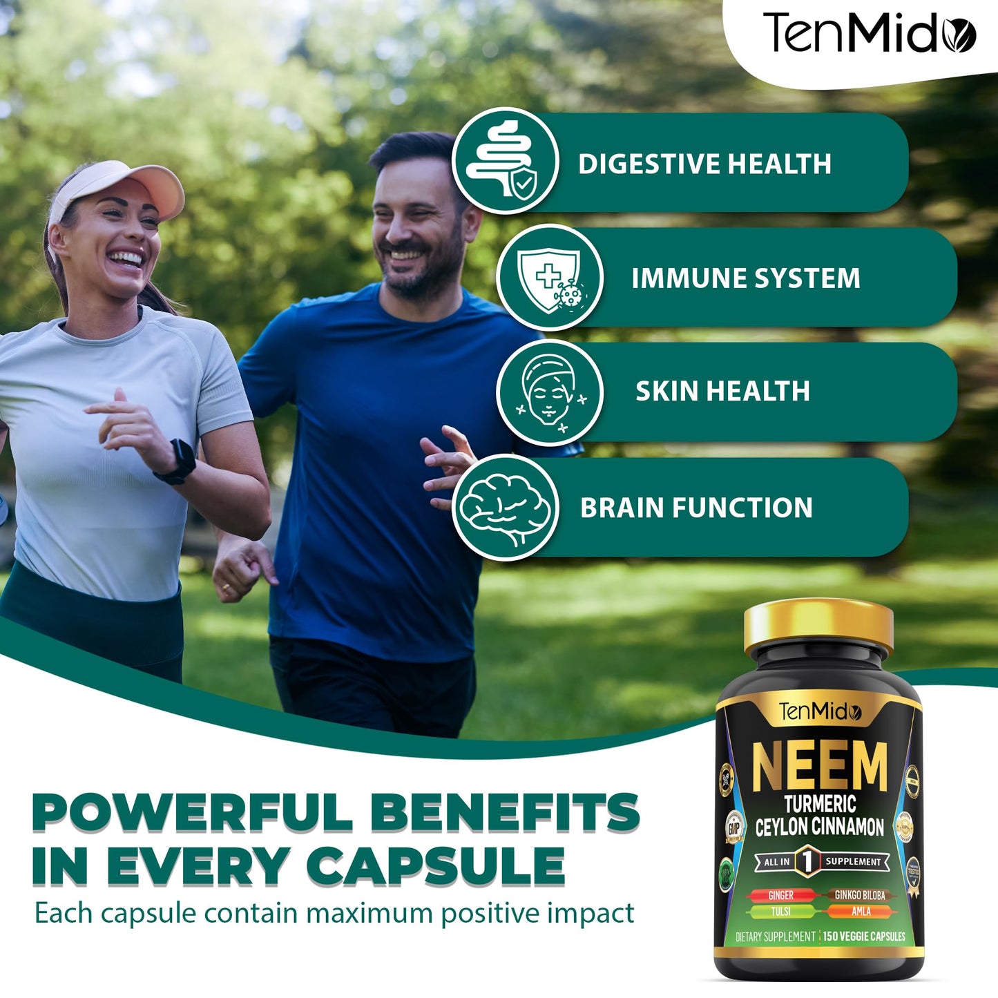 Tenmido Neem Leaf Supplement Capsule 150 Count