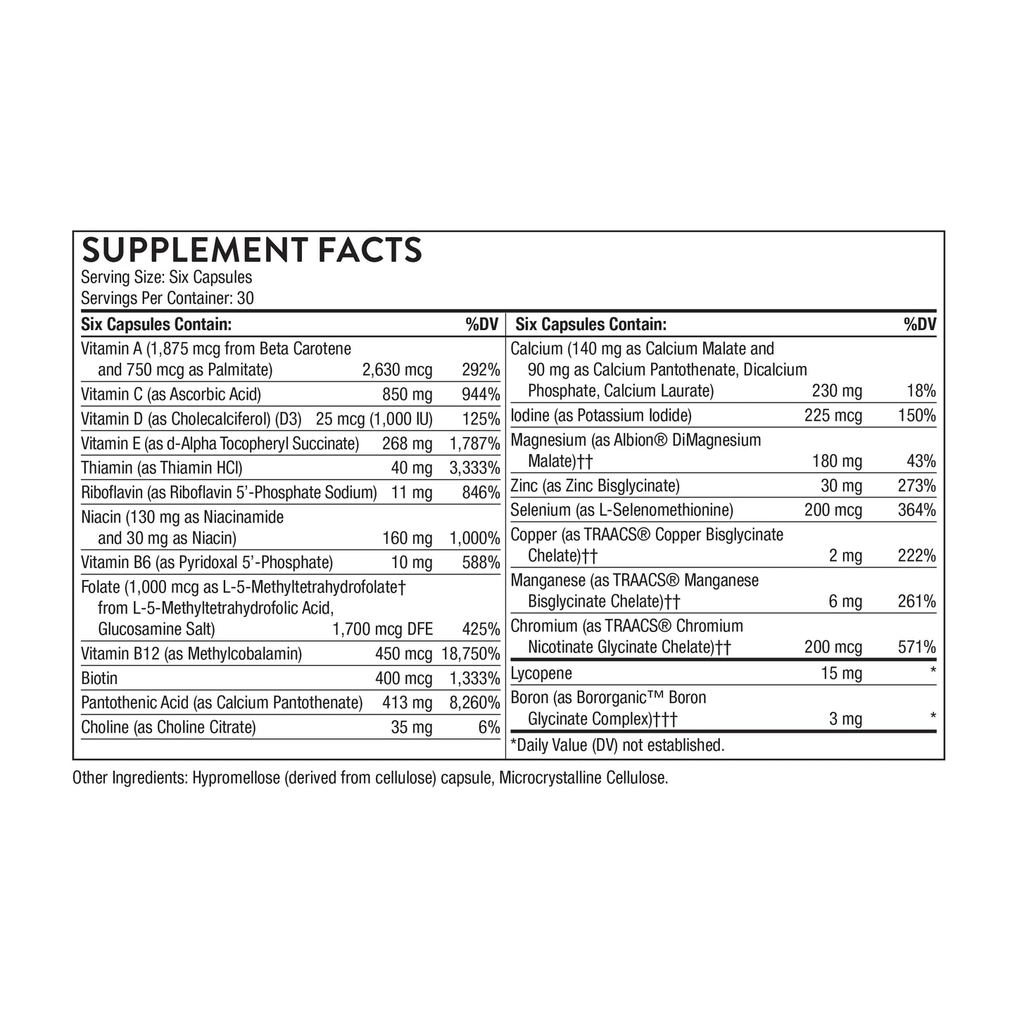 THORNE Men's Multi 50+, Comprehensive Daily Multi-Vitamin Capsules, 180 Capsules