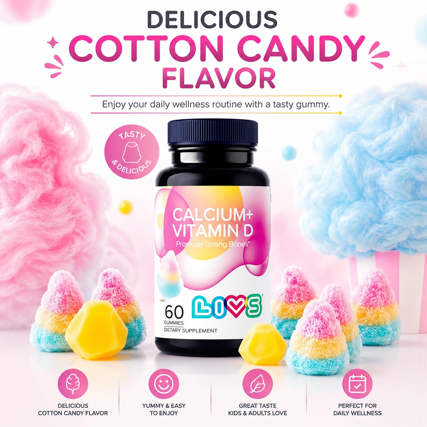 LIVS Calcium & Vitamin D3 Gummies 120 Count