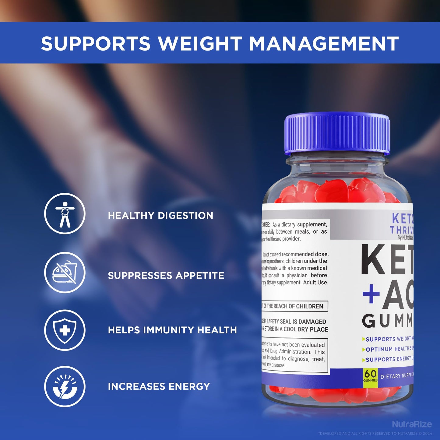 NutraRize Keto Thrive ACV Gummies 60 Count