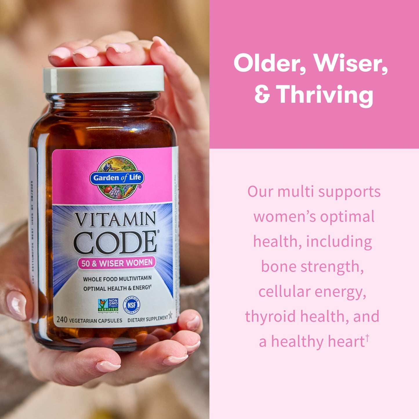 Garden of Life Vitamin Code Multivitamin for Women 50 & Over, 240 Capsules