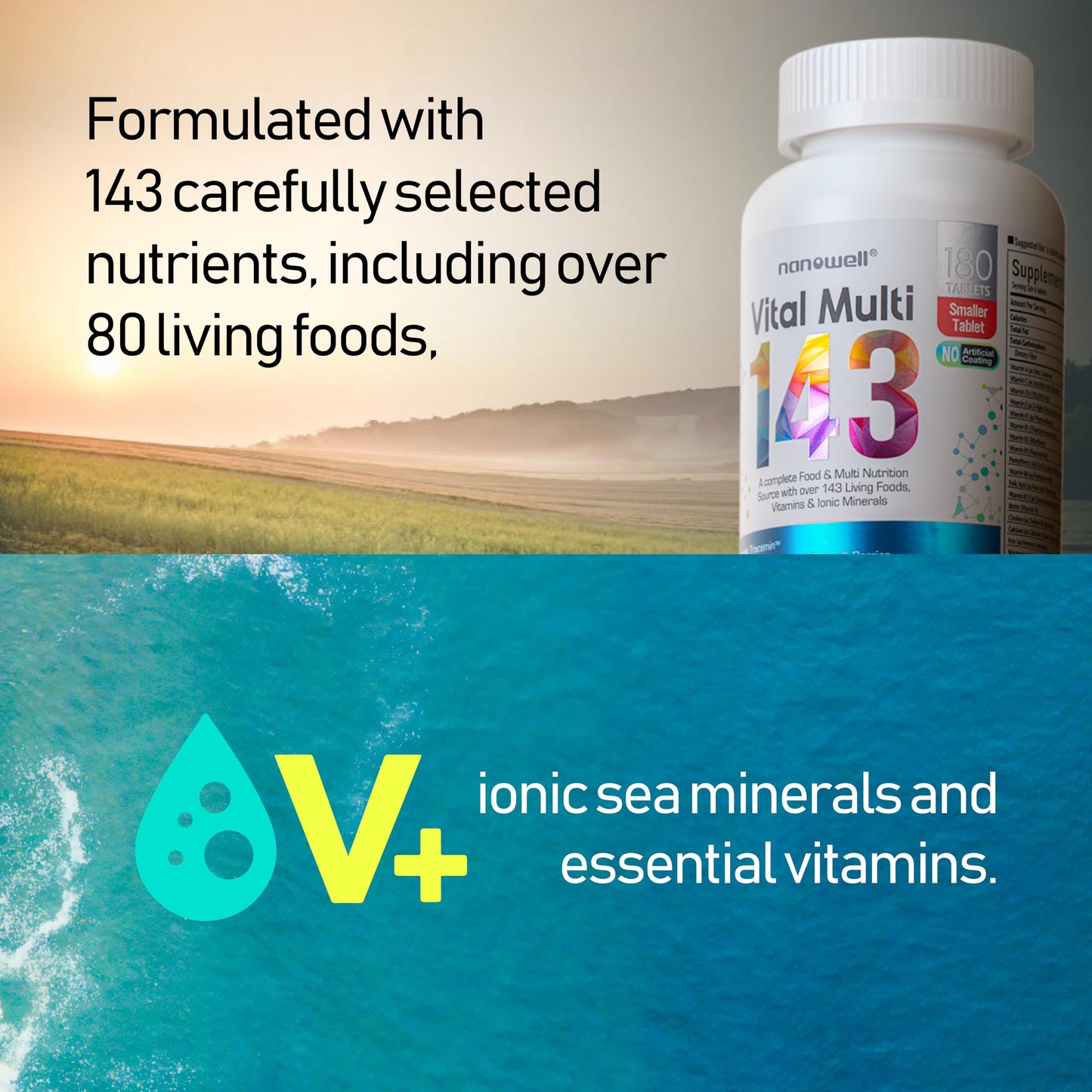 NANOWELL Vital Multi 143 Multivitamin & Multimineral Supplement Tablet, 180 Tablets