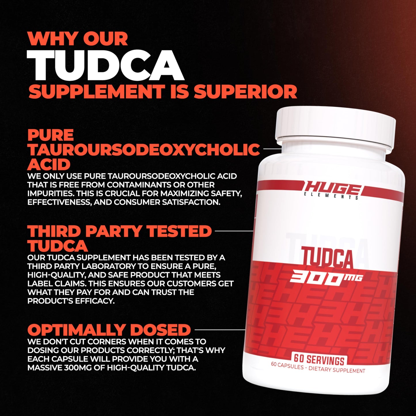 Huge Supplements TUDCA 300mg Capsules 60 Count