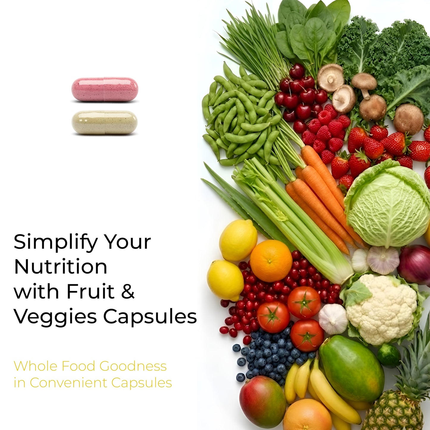 NATURAL GREENS Fruits and Veggies Whole Produce Dietary Supplement Capsules 180