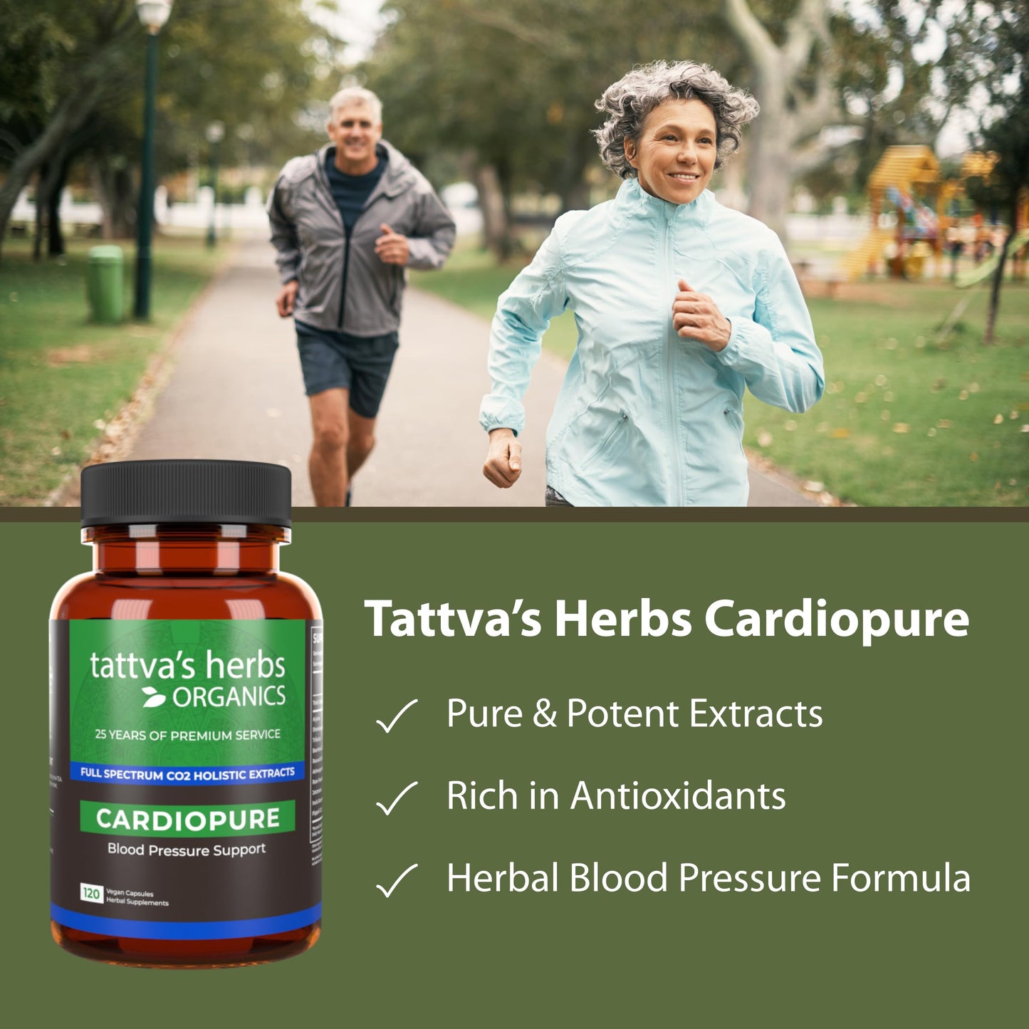 Tattva's Herbs Cardiopure Herbal Ayurvedic Supplement with Ashwagandha, Rauwolfia, & Arjuna Full Spectrum CO2 Extracts Capsules, 120 Count