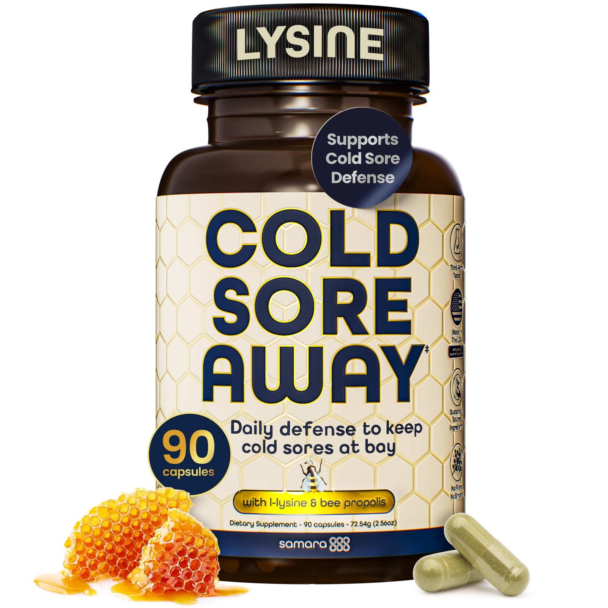 Samara 888 L Lysine Cold Sore Treatment Support, 30 Capsules