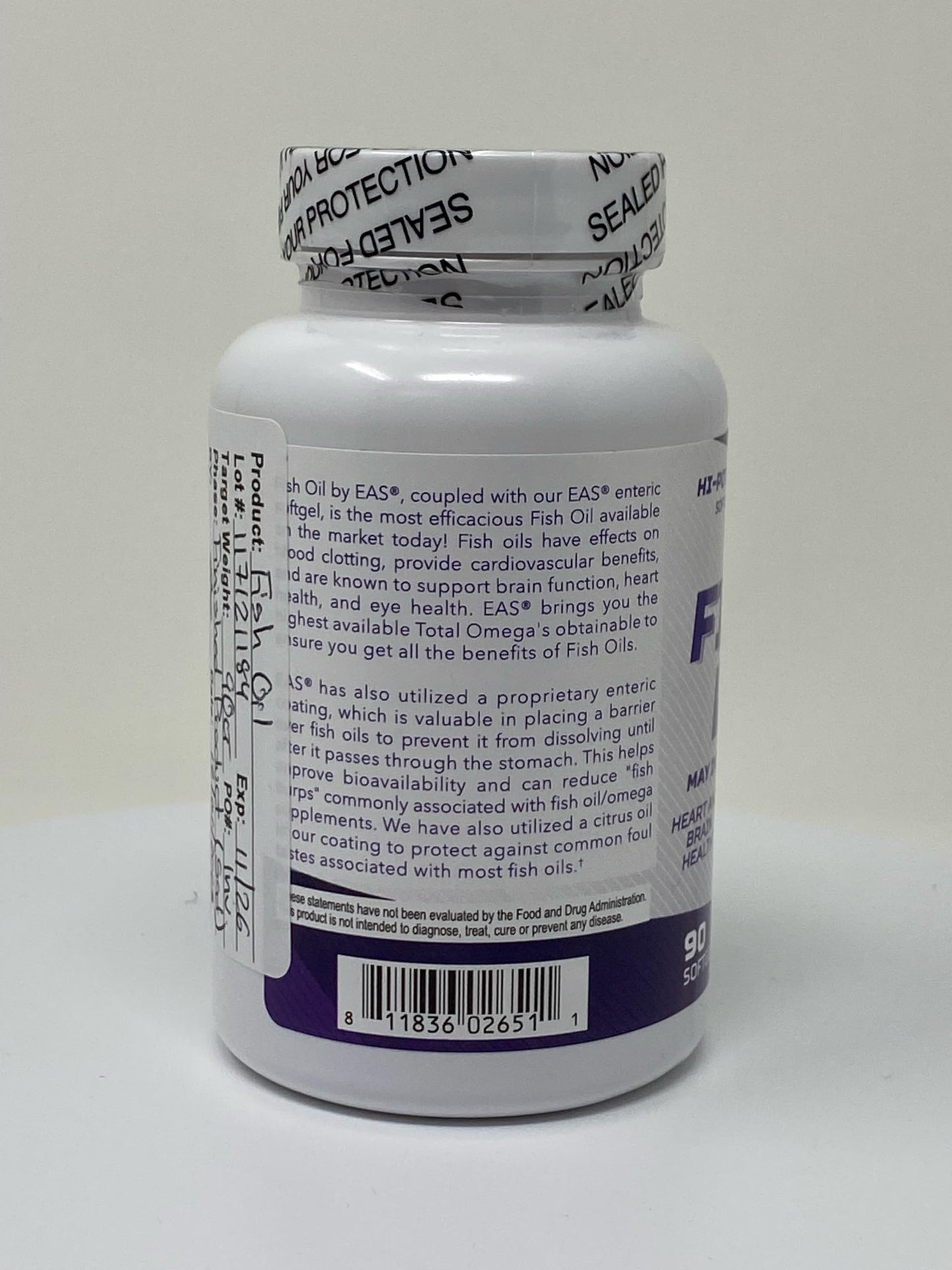 Experimental and Applied Sciences High Potency Fish Oil EPA + DHA Omega-3s Fatty Acids for Heart & Brain Health Gluten Free Non GMO Enteric Coated with Lemon Flavor Softgels 90