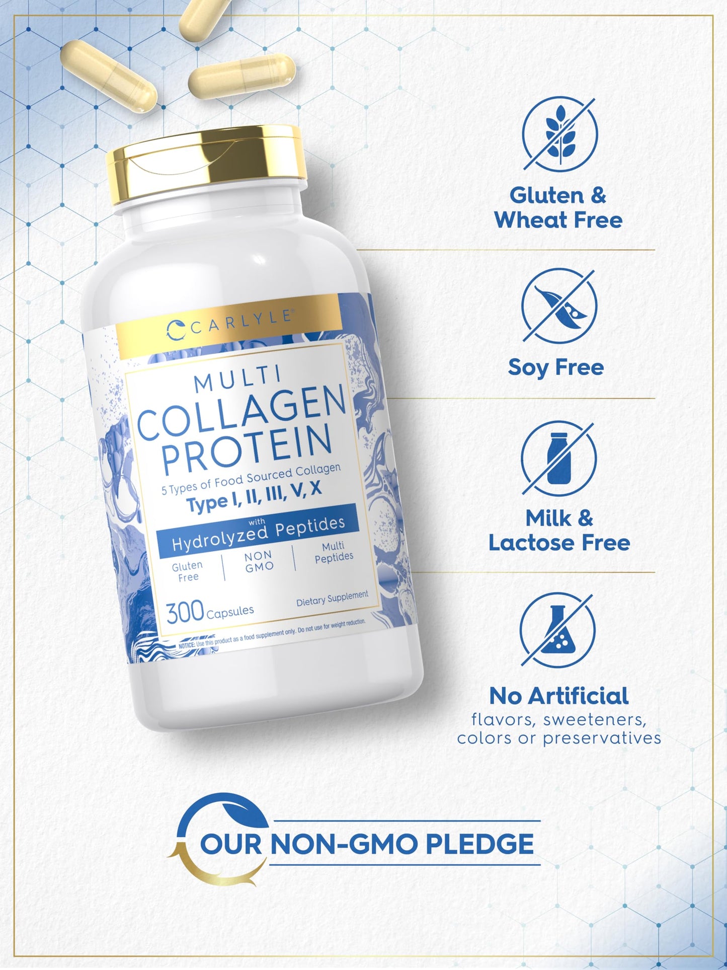 Carlyle Multi Collagen Protein 2000mg Capsules 300 Count