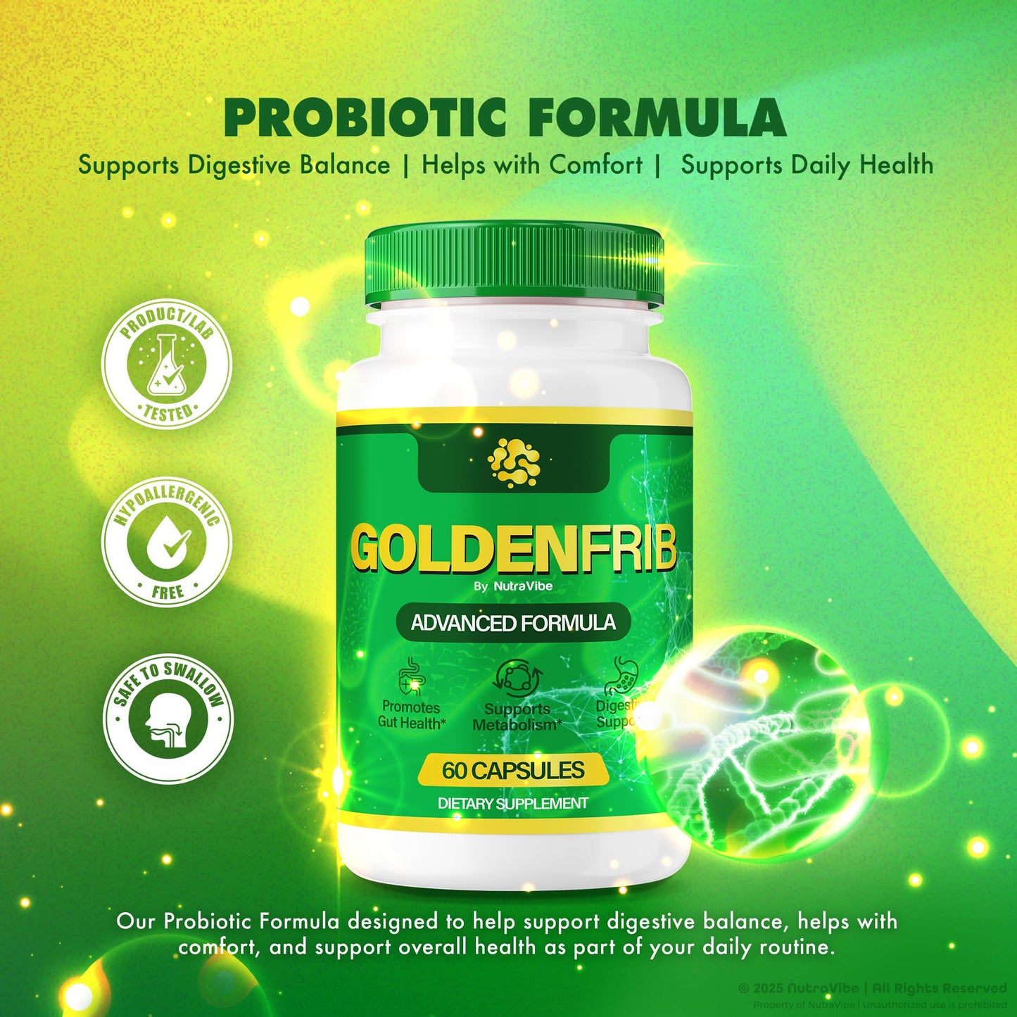 NutraVibe GoldenFrib Gut Support Capsule 120 Capsules