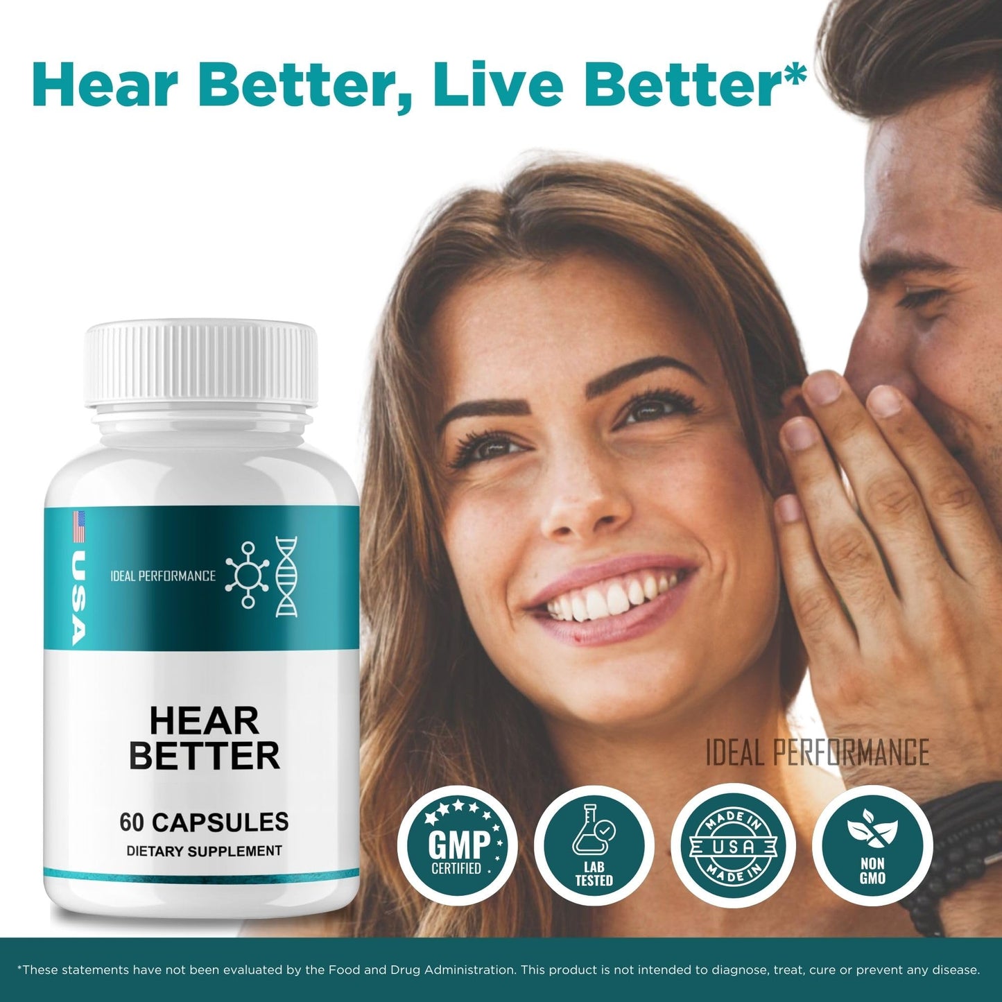 IDEAL PERFORMANCE HearBetter Tinnitus Relief Capsules, 120 Count