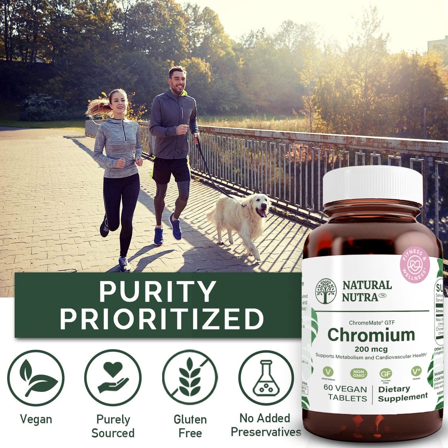 Natural Nutra GTF Chromium Polynicotinate with ChromeMate Tablet, 60 Count