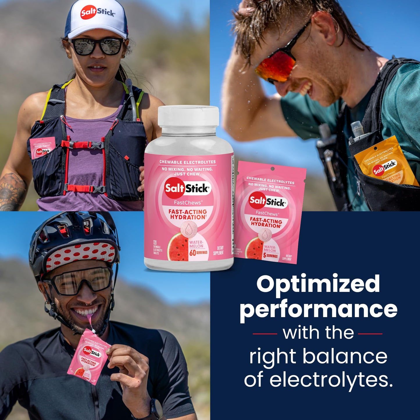 SaltStick Electrolyte FastChews Watermelon Chewable 120 Count