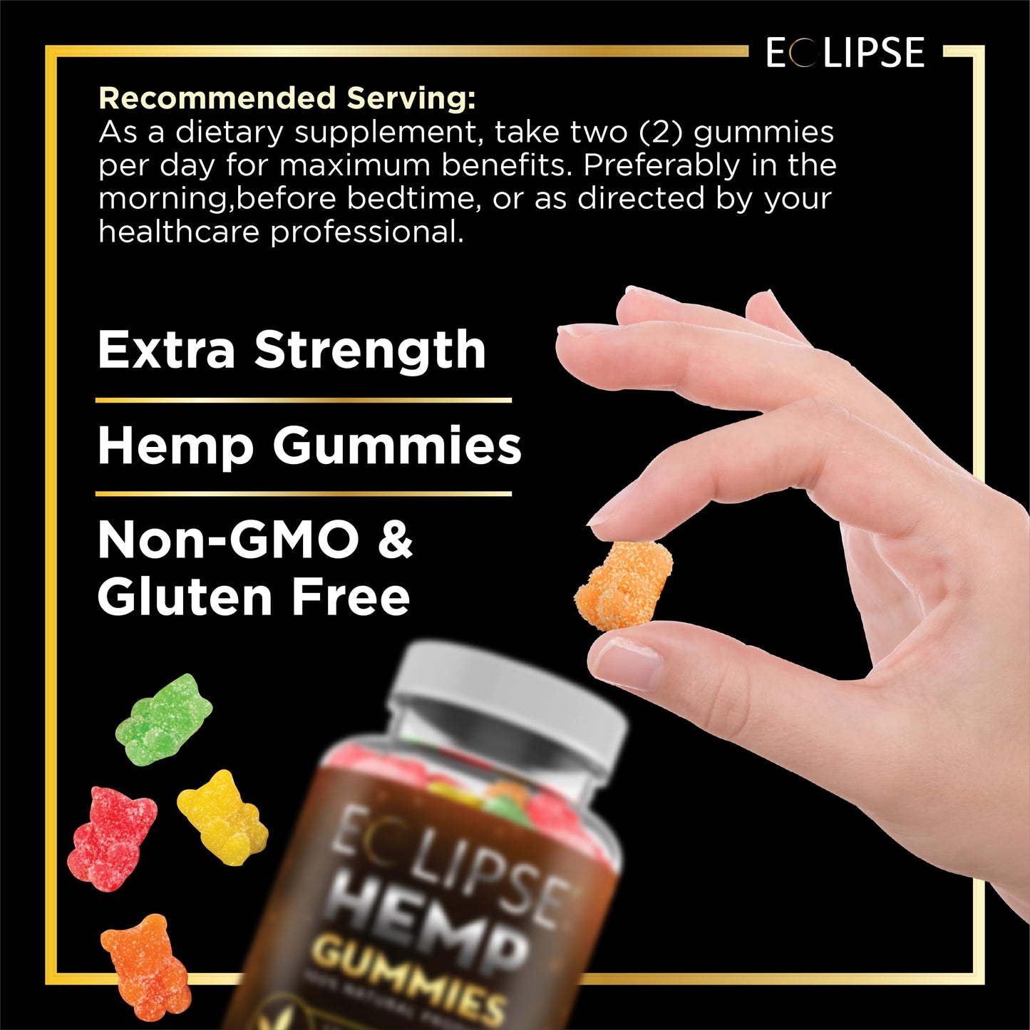 Eclipse Hemp Hemp Gummies with Hemp Oil, Gummies, 60 Count