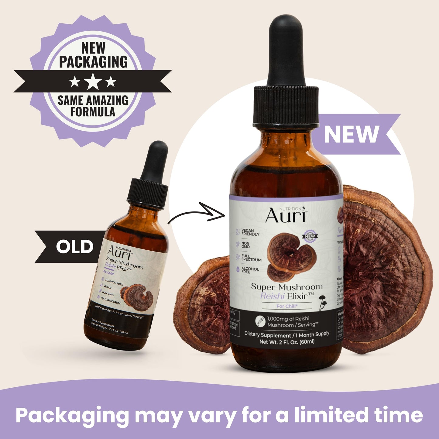 Auri Reishi Super Mushroom Elixir Capsules 72 Count