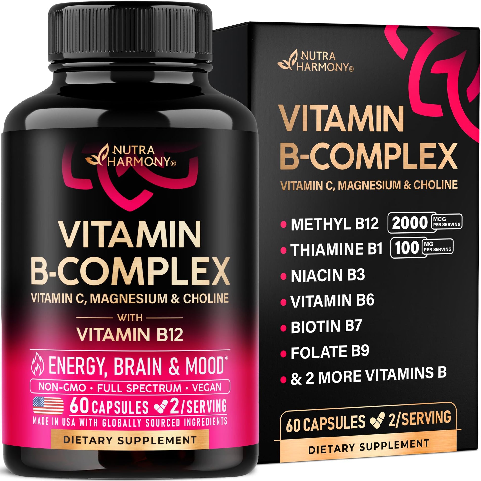 NUTRAHARMONY Vitamin B Complex Capsules, 60 Count