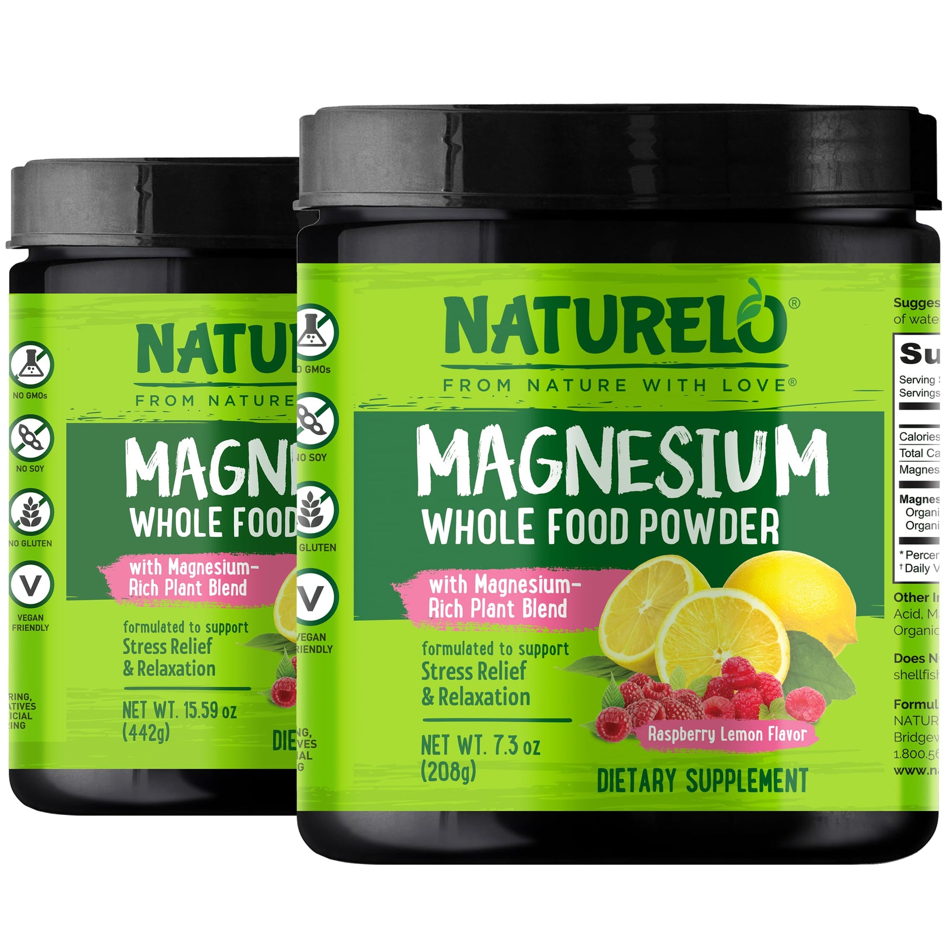 NATURELO Magnesium Powder 31.2 oz (Pack of 2)