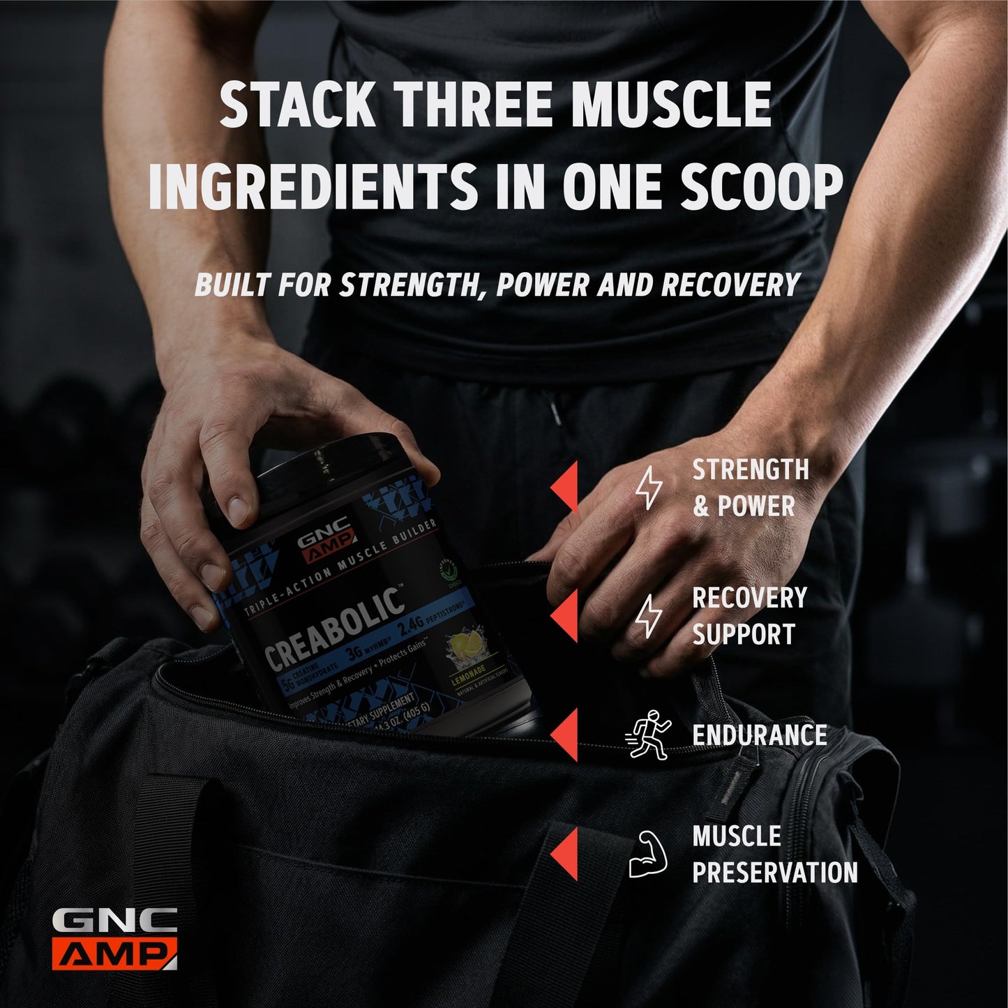 GNC AMP Creabolic Creatine Monohydrate Powder, 14.3 oz