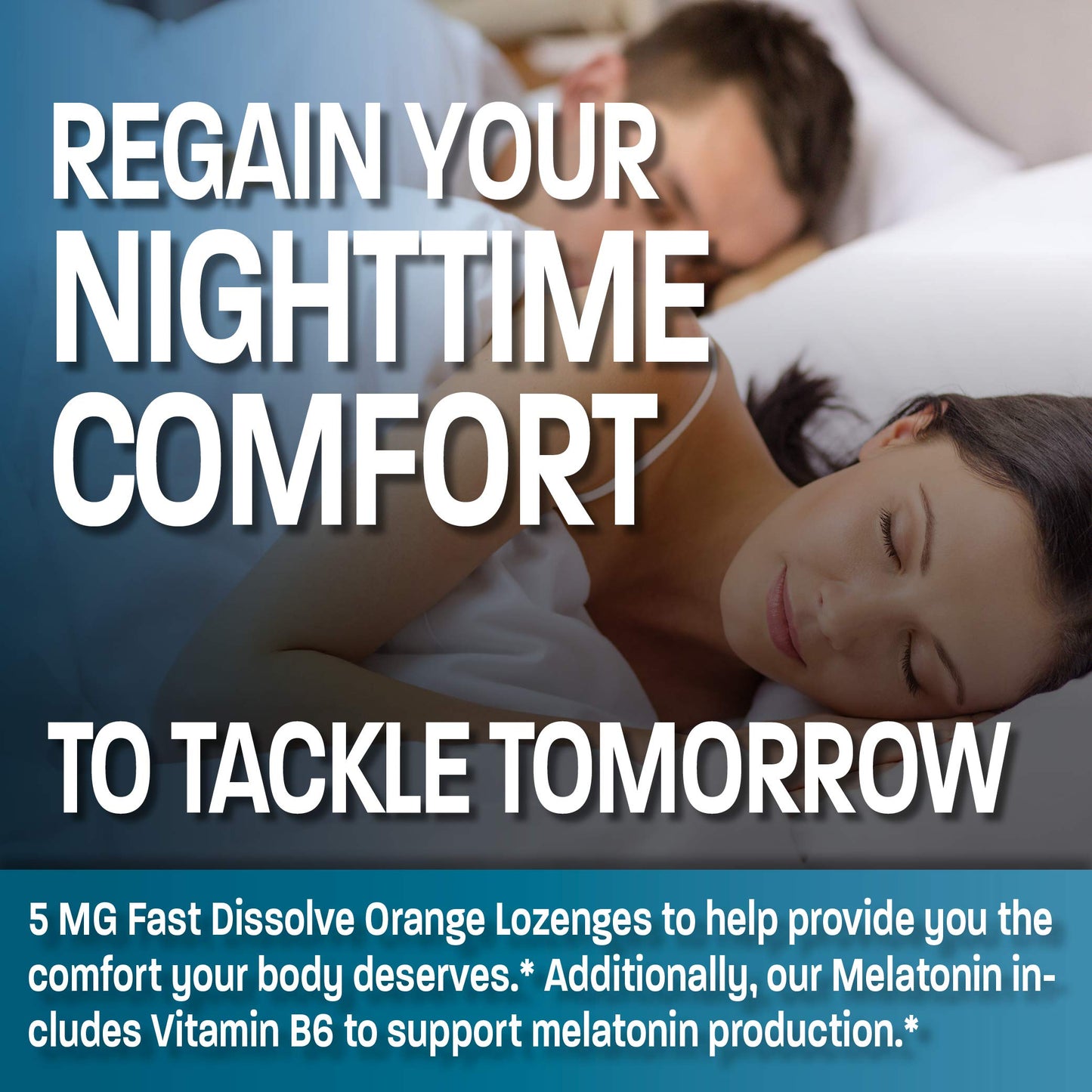 Bronson Melatonin Lozenge 5 mg Fast Dissolve Orange Flavor with Vitamin B6, 360 Lozenges