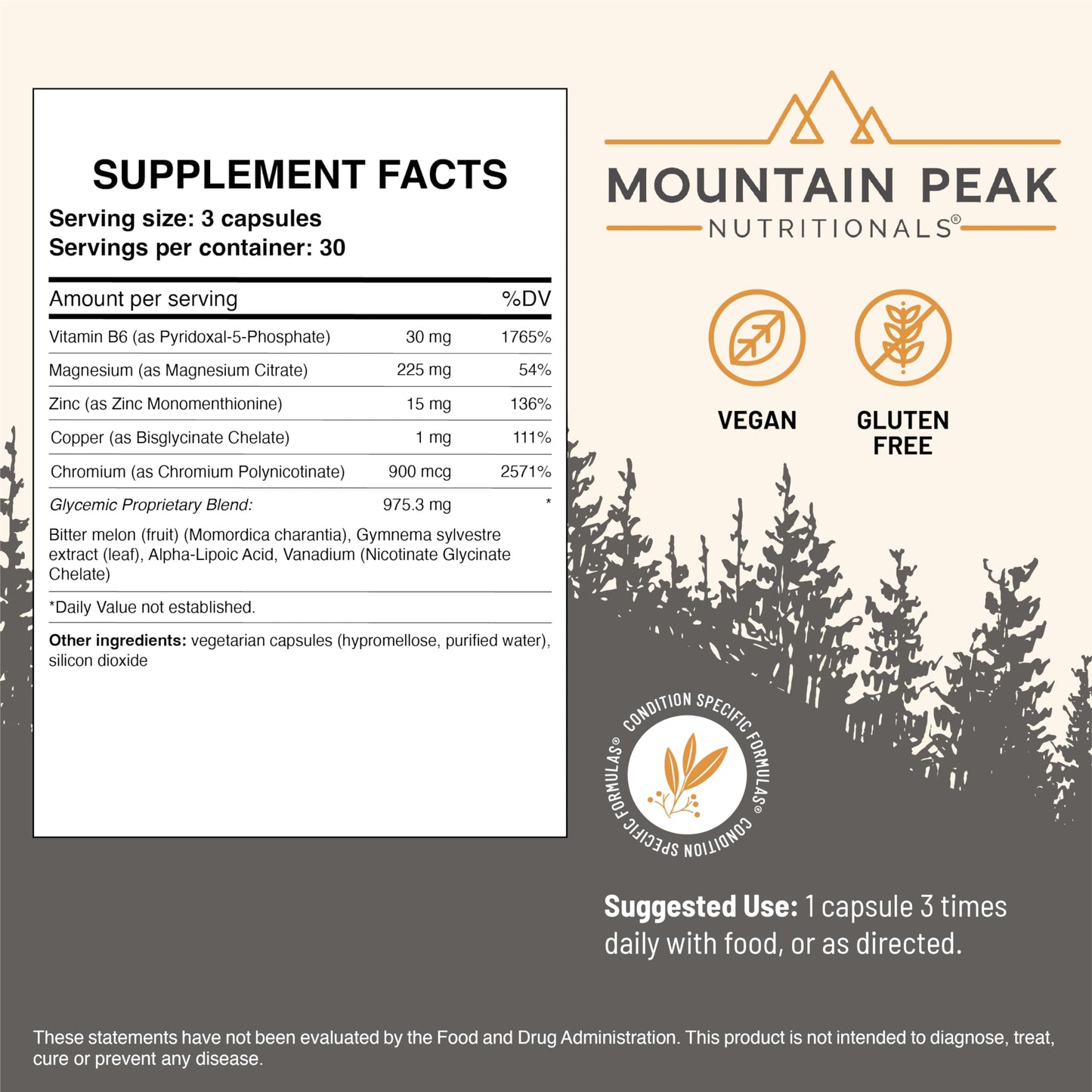 Mountain Peak Nutritionals Glycemic Formula Metabolic Support Capsule, 90 Count