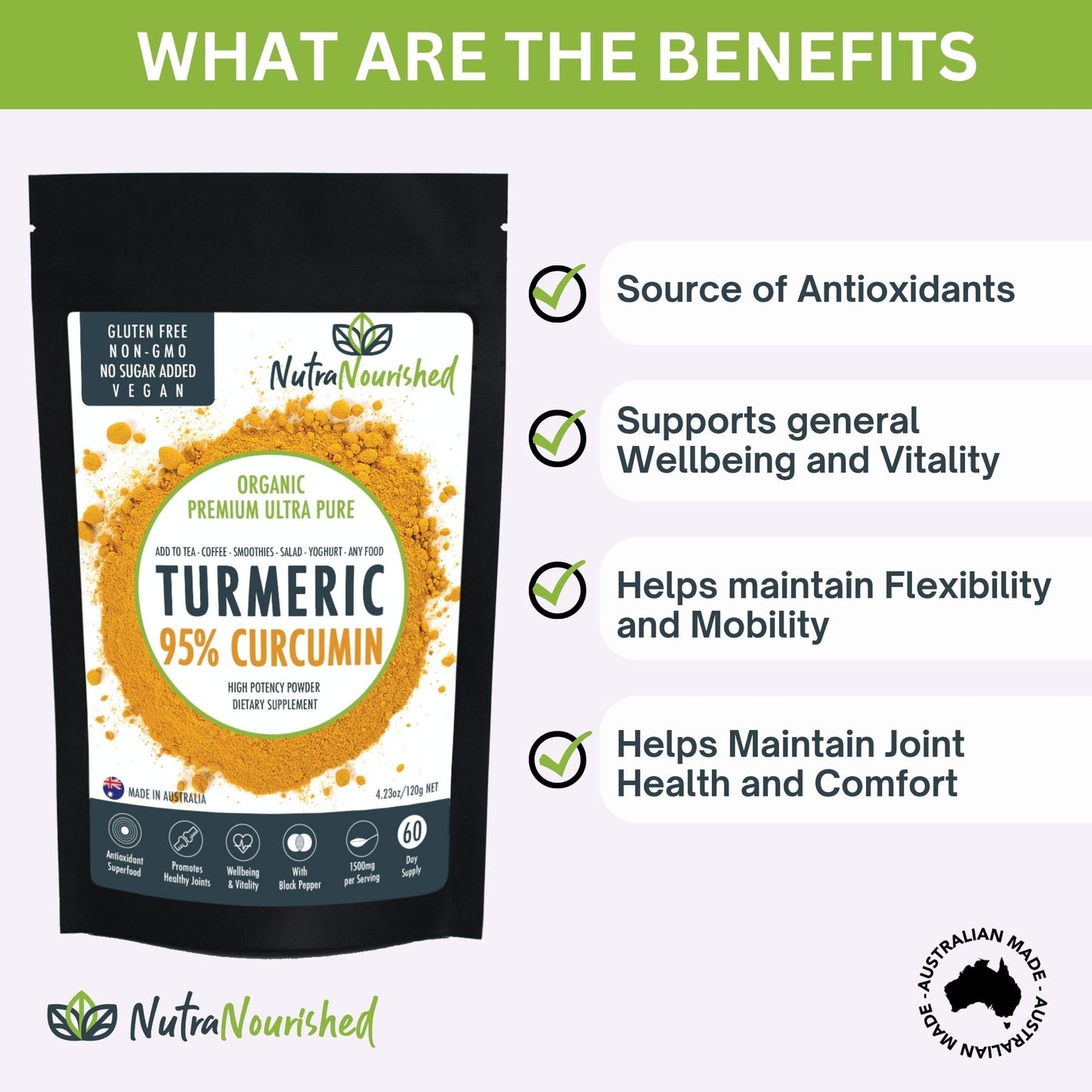 Nutra Nourished Organic Turmeric 95% Curcumin Powder 4.2 oz