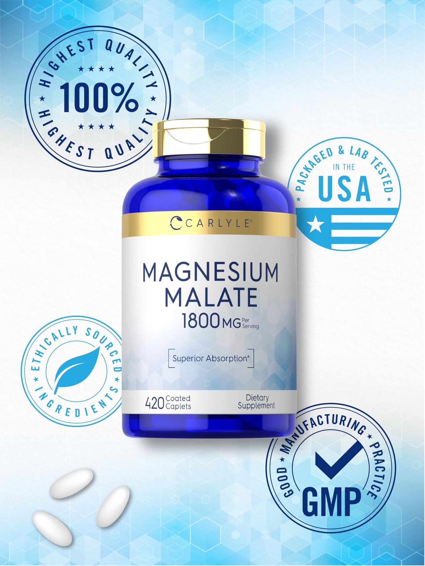 Carlyle Magnesium Malate 1800mg Caplets 420