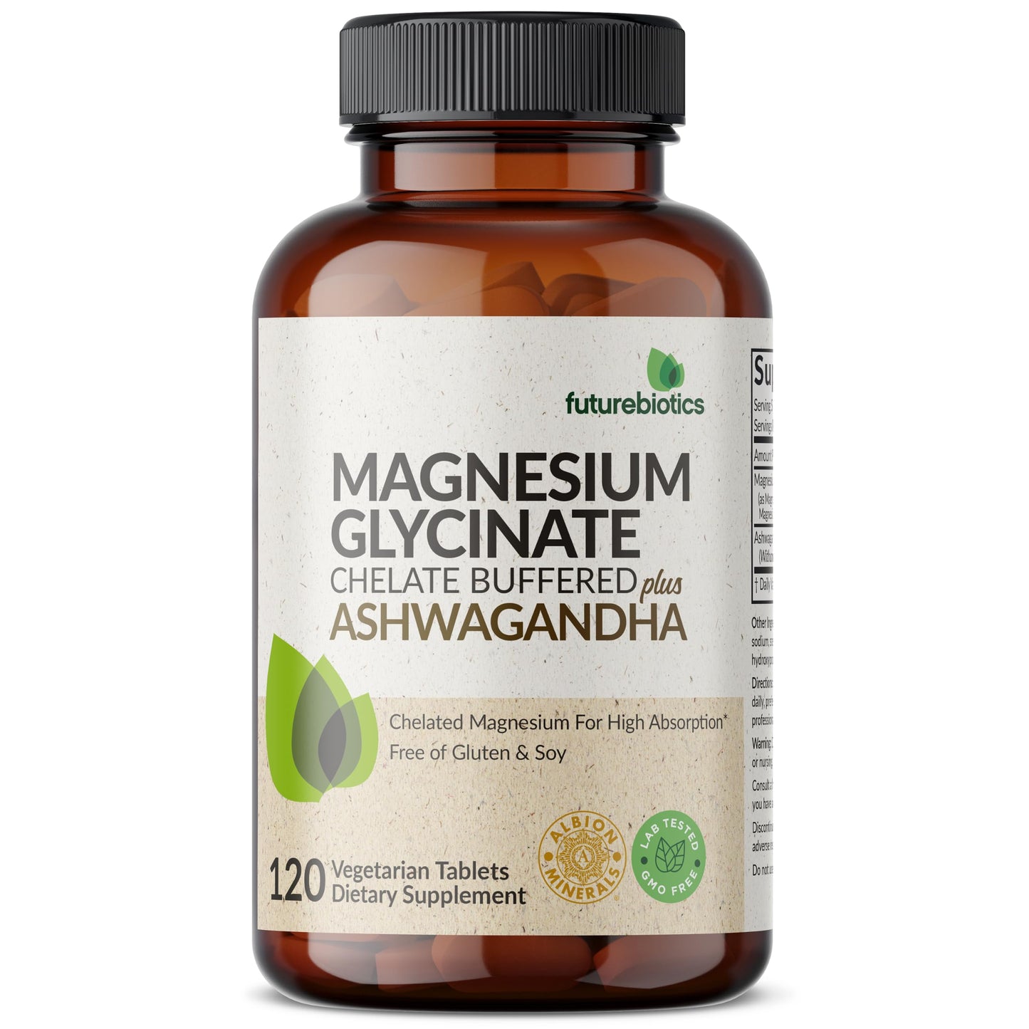 Futurebiotics Magnesium Glycinate + Ashwagandha Tablets, 120
