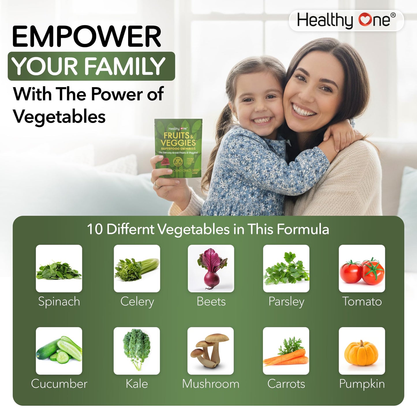 Healthy One Fruits & Veggies 27-in-1 Superfood Gummy Formula GLP1 Support, 28 Servings