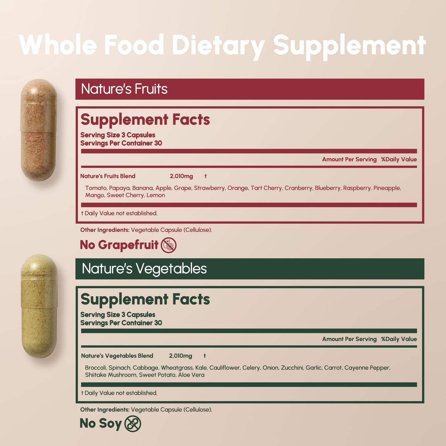 Equal Supplements Fruits and Vegetables Capsules, 360 Capsules
