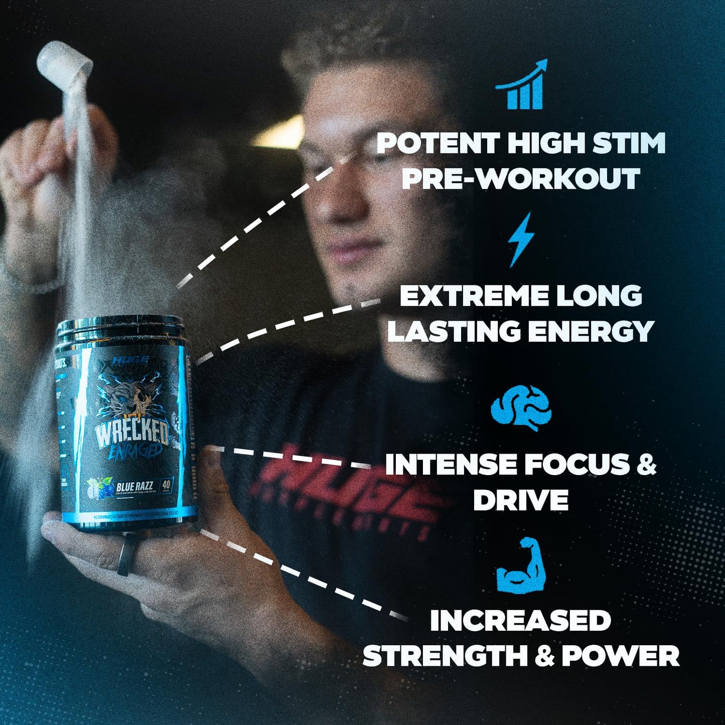 Huge Supplements Wrecked Enraged High Stim Pre Workout Powder 12