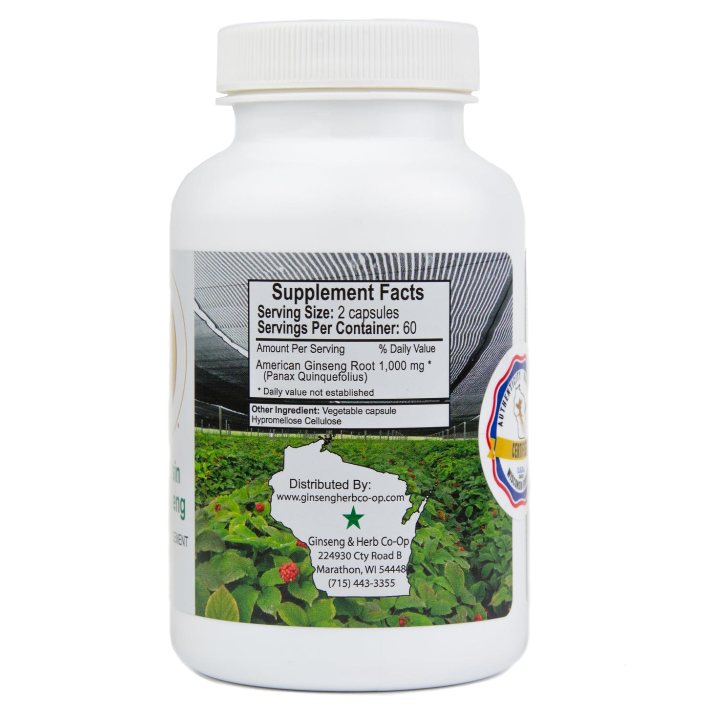 GINSENG & HERB CO-OP A WISCONSIN GROWER COOPERATIVE - USA Wisconsin American Ginseng Capsules, 120 Count