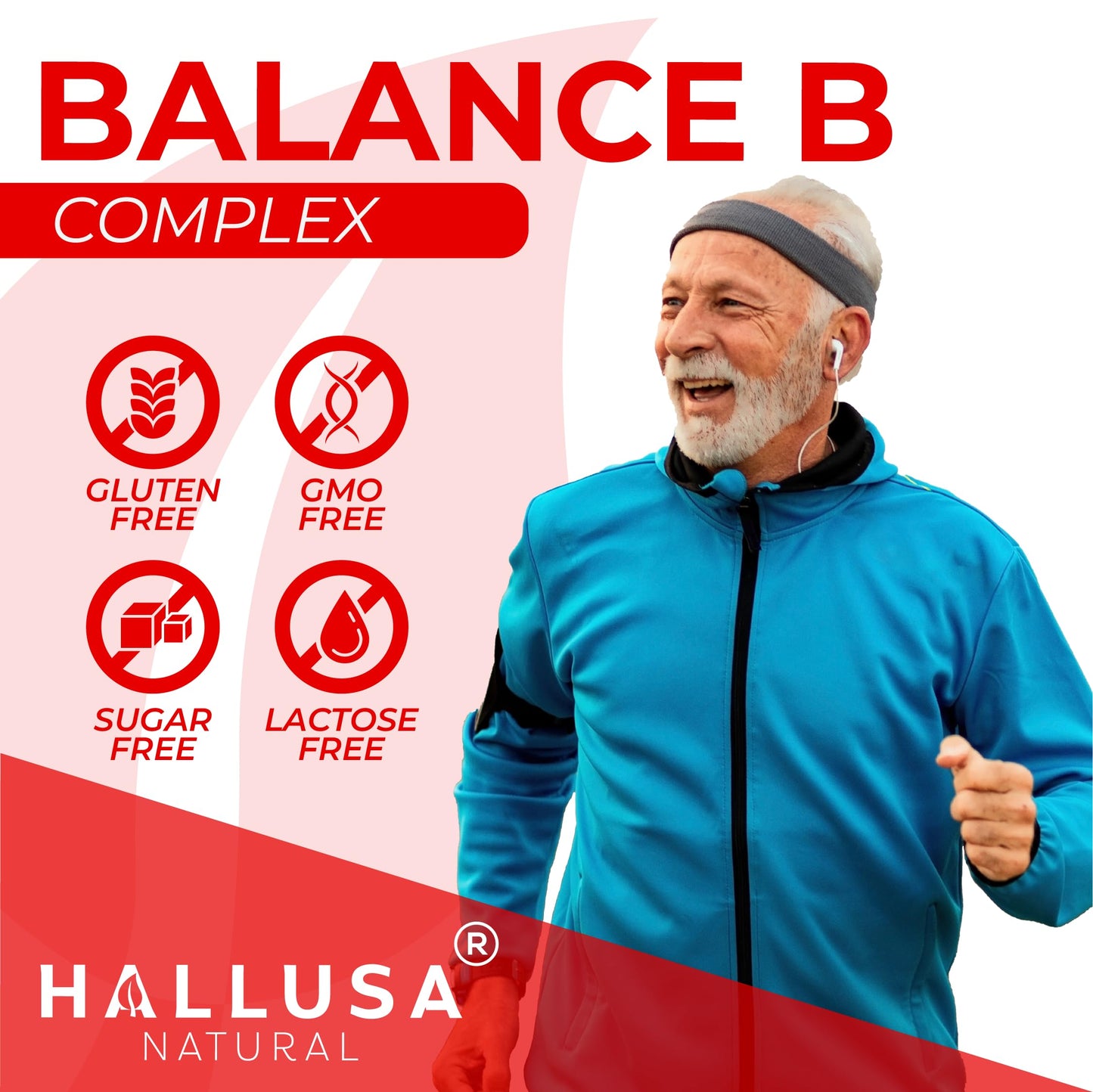 Hallusa Natural Balance B Complex with Inositol, Folic Acid & Biotin, 60 Tablets