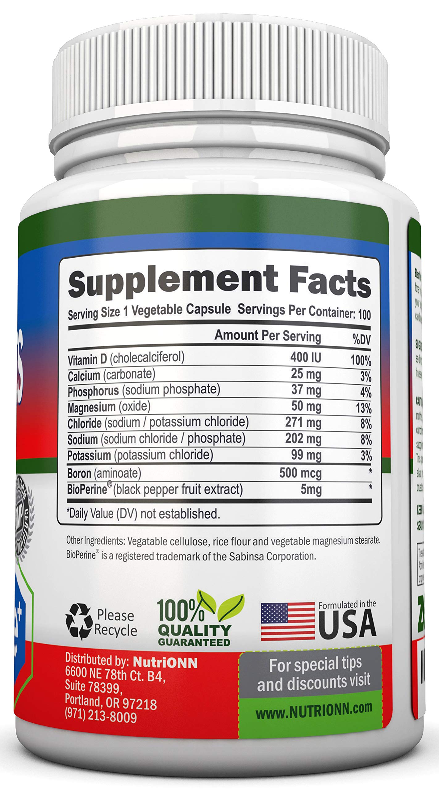 NutriONN Electrolytes Electrolyte Replacement Capsules, 100 Count
