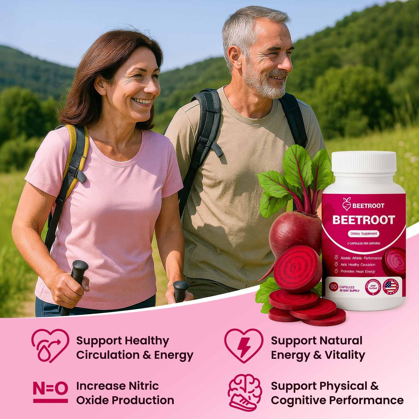 ZENVIVIAN Beetroot Capsules 1300mg Non-GMO Beet Root Powder Supplement, 60 Capsules
