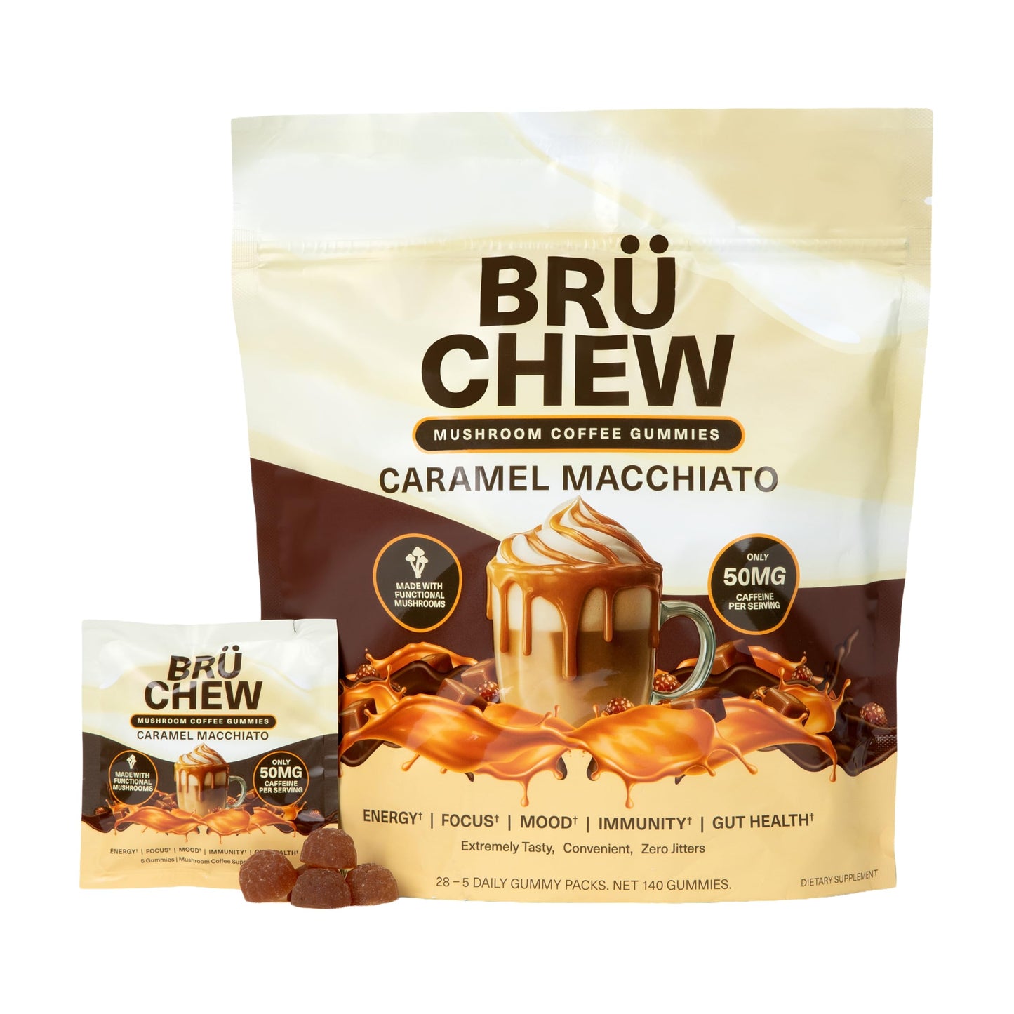BruChew Mushroom Coffee Chewables Gummy 28 Gummies