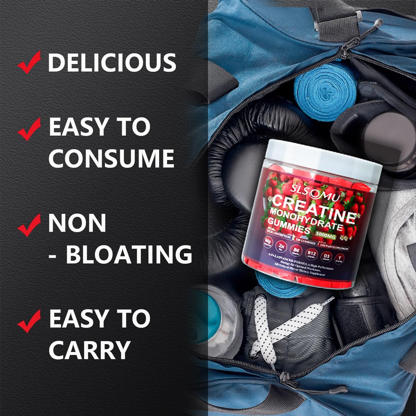 Slsomu Creatine Monohydrate 5000mg, 120 Gummies