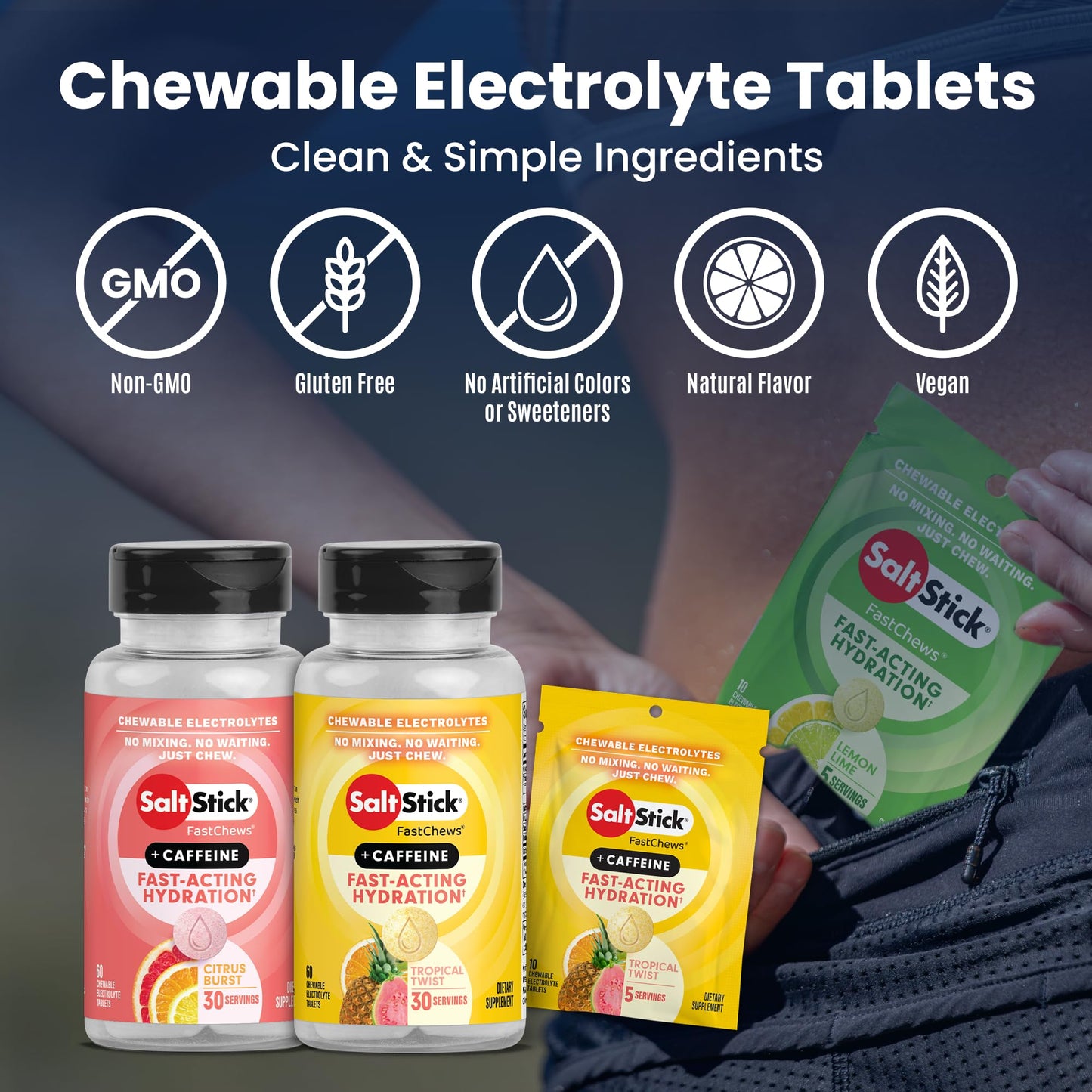 SaltStick Electrolyte FastChews Citrus Burst with Caffeine Chewable 60 Count