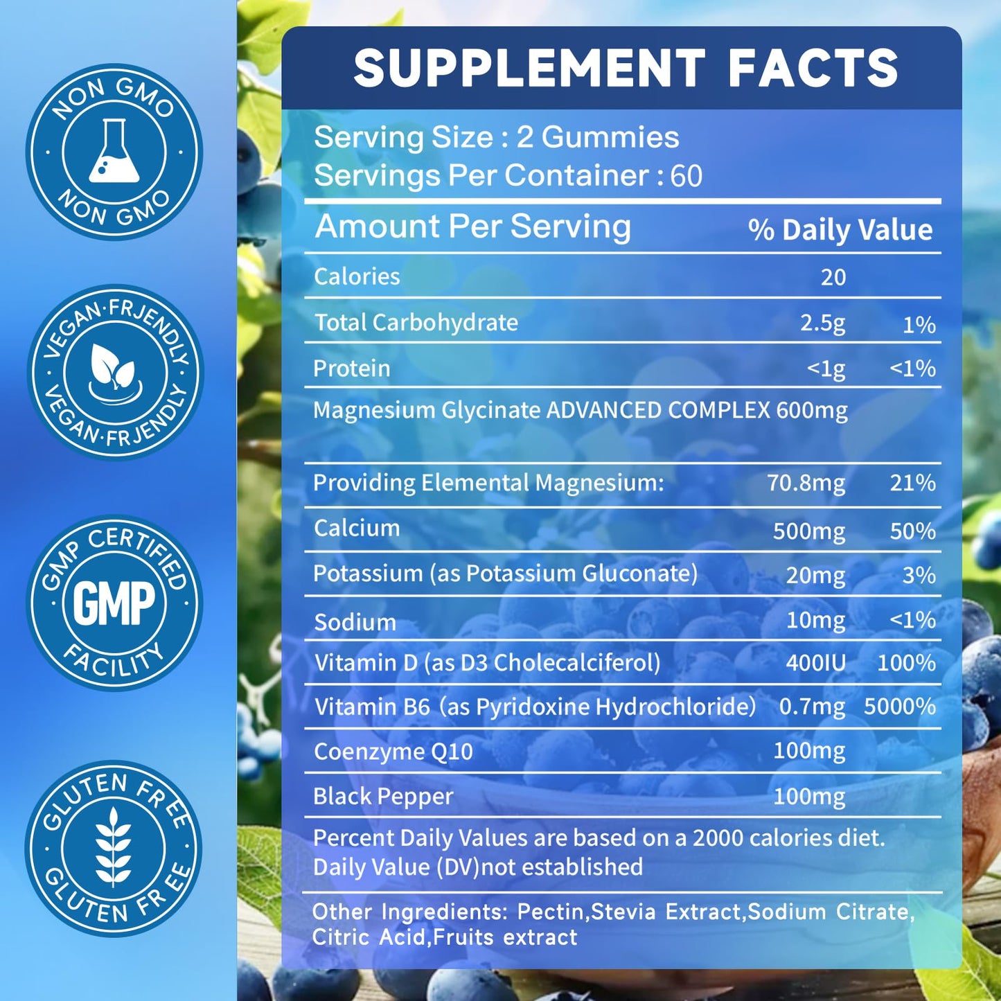 Nedtol Magnesium Glycinate Gummies 600mg, Sugar Free, with Vitamin D, B6, and CoQ10, for Sleep and Relaxation, 120 Gummies