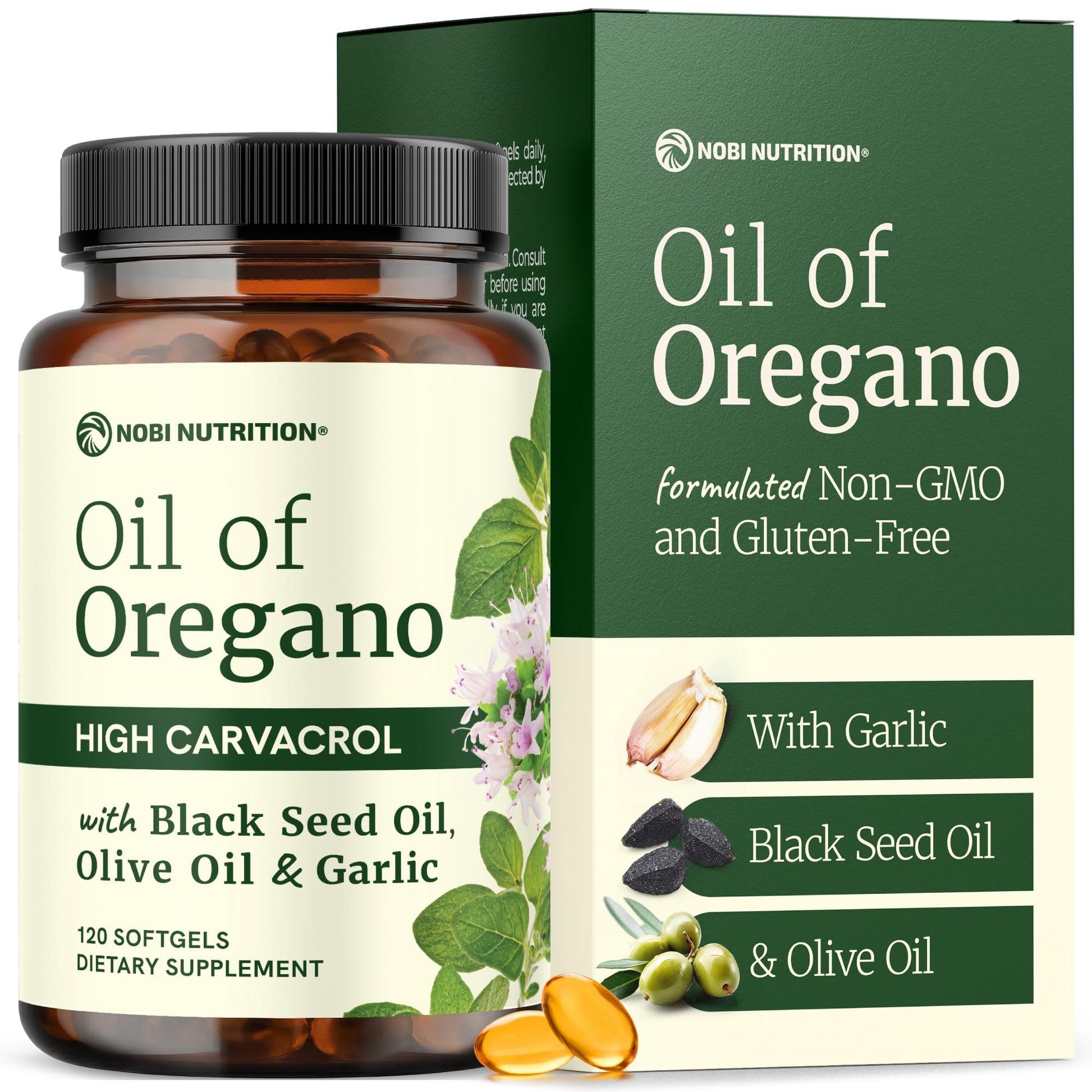 Nobi Nutrition Oil of Oregano with Black Seed Oil Softgels, 120 Count