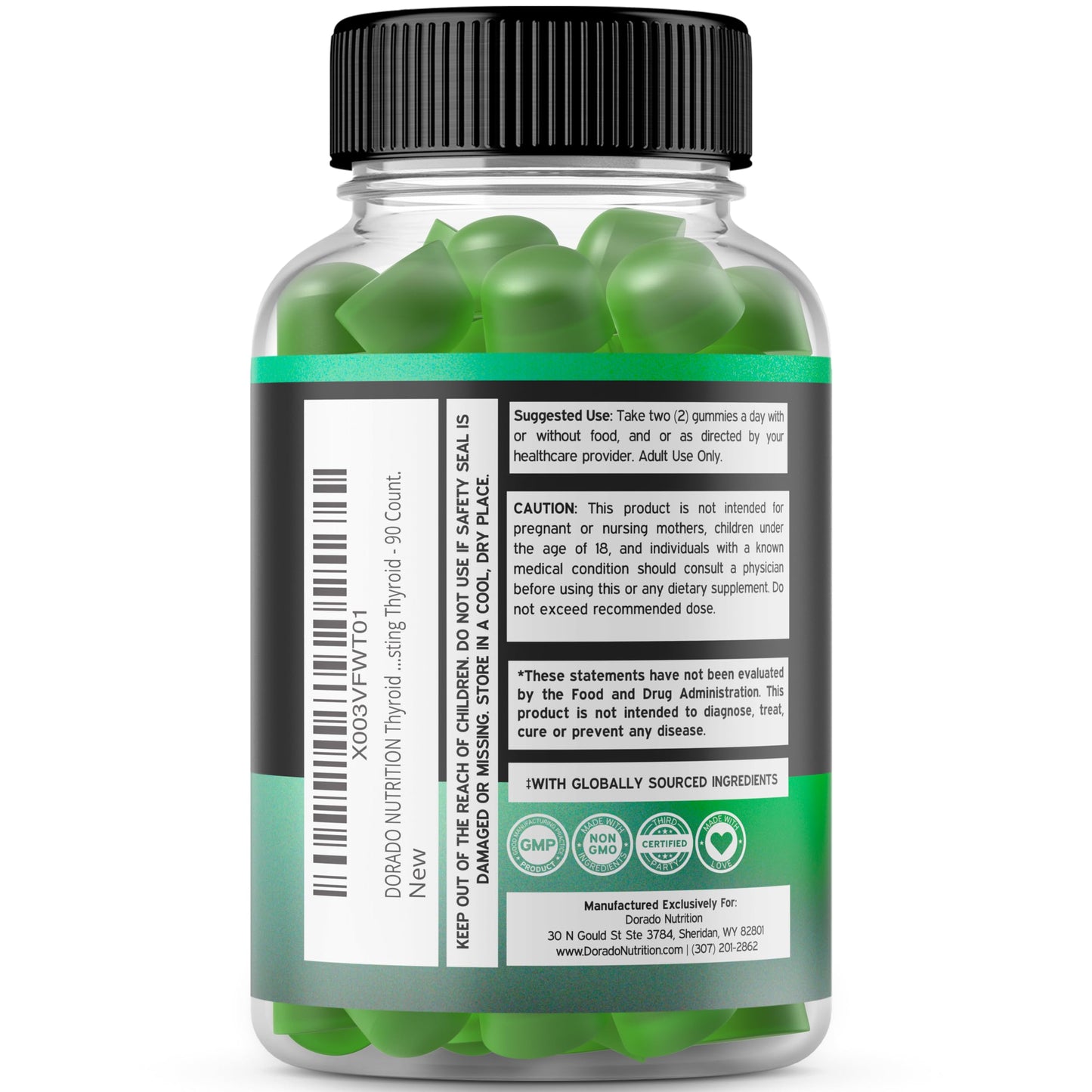 DORADO NUTRITION Thyroid Support For Women & Men Gummy 90 Count