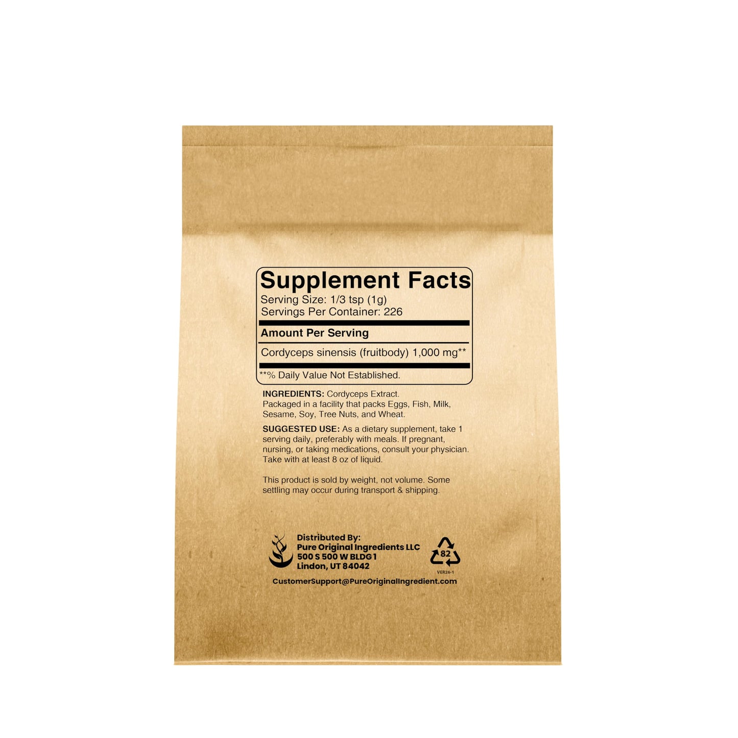 Pure Original Ingredients Cordyceps Powder 8 oz