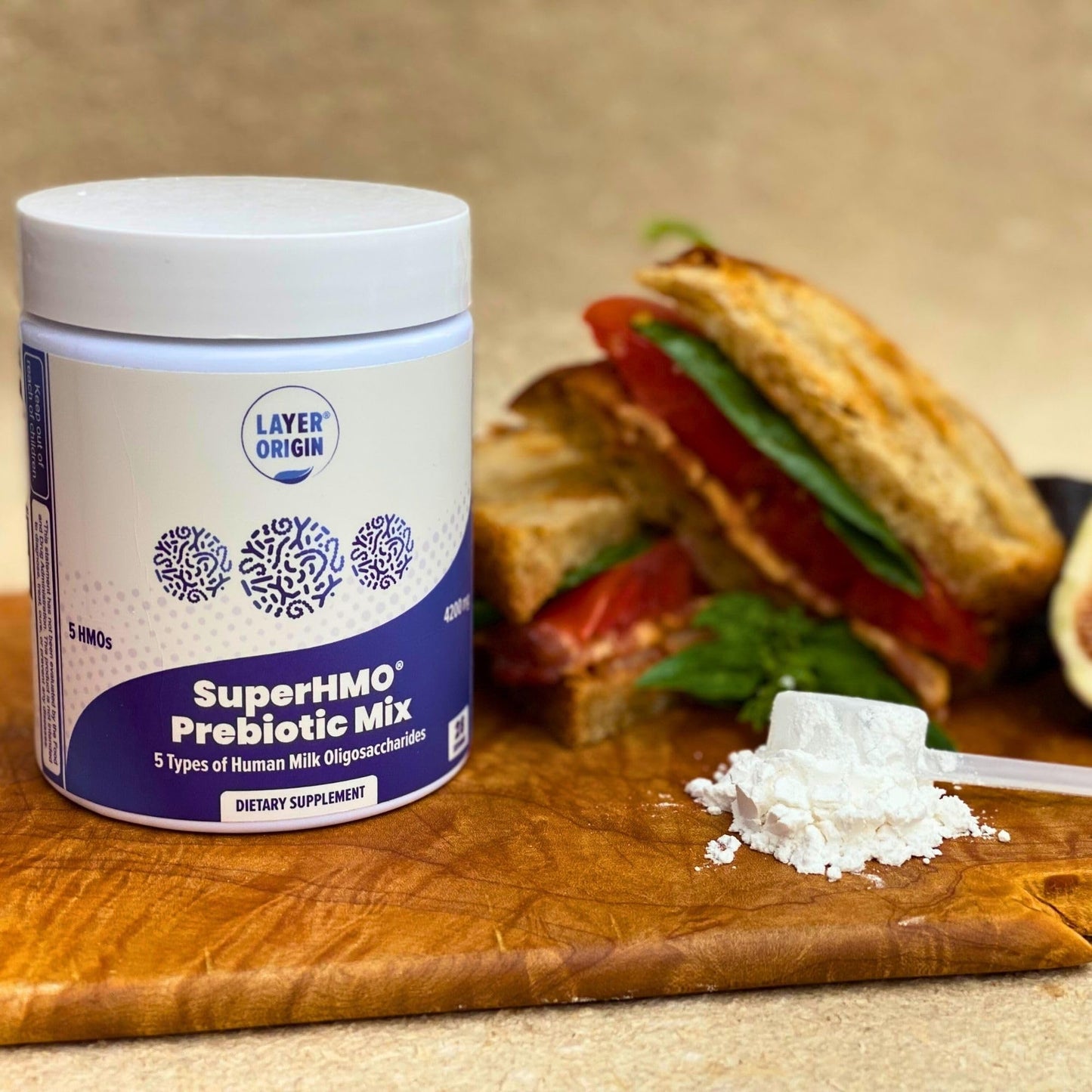 Layer Origin SuperHMO Prebiotic Mix with 5-HMO Prebiotic Fiber, Powder, 120 Servings
