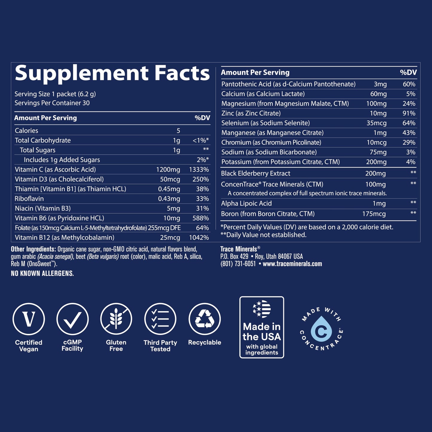 Trace Minerals Power Pak Plus Immunity Powder 5.6 Ounce