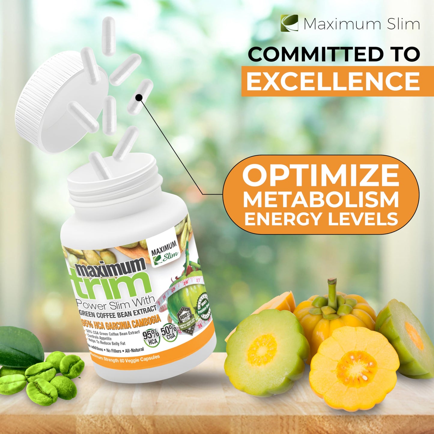 Maximum Slim Garcinia Cambogia with Green Coffee Bean Extract Capsule 1 Count