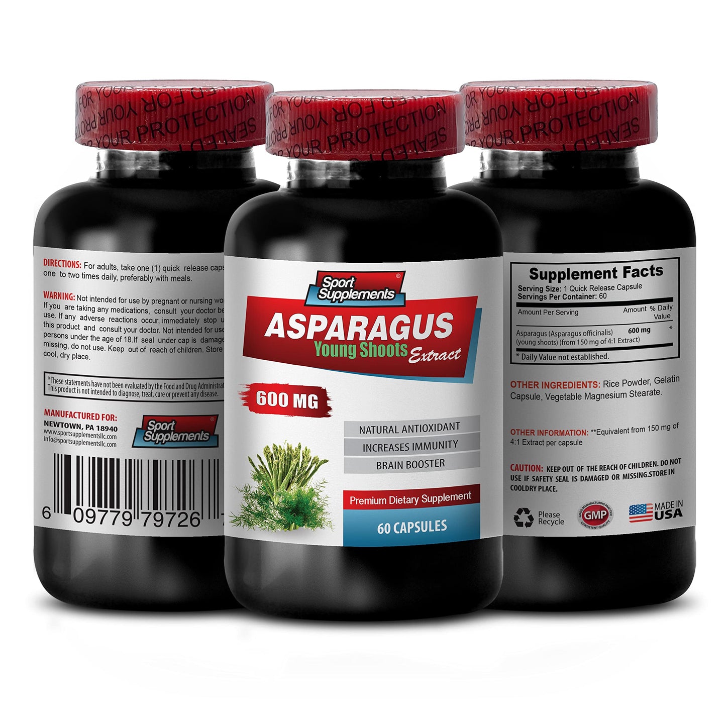 Sport Supplements Asparagus Young Shoots, 120 Capsules