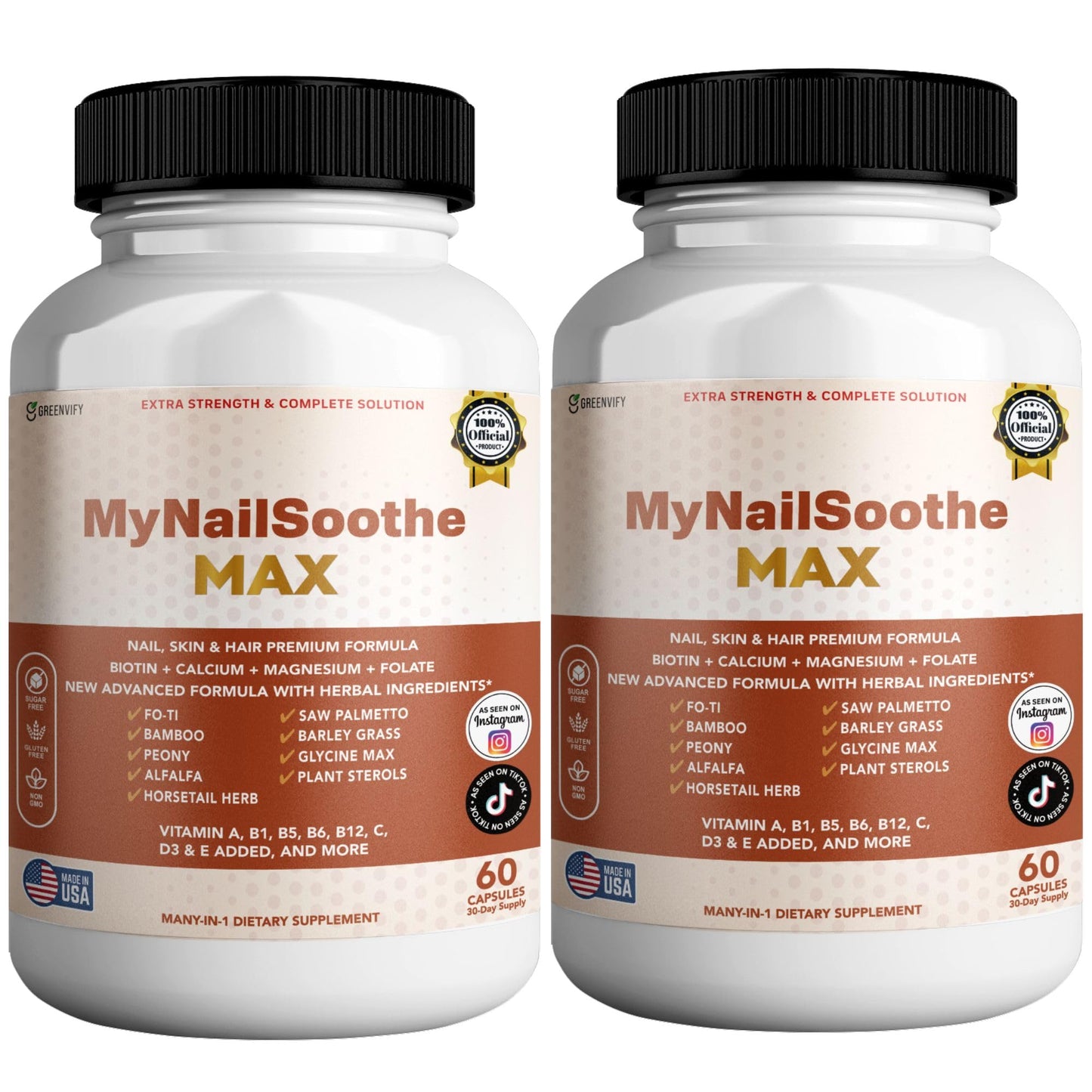 GREENVIFY MyNailSoothe MAX Hair, Skin & Nail Supplement Capsule, 60 Capsules